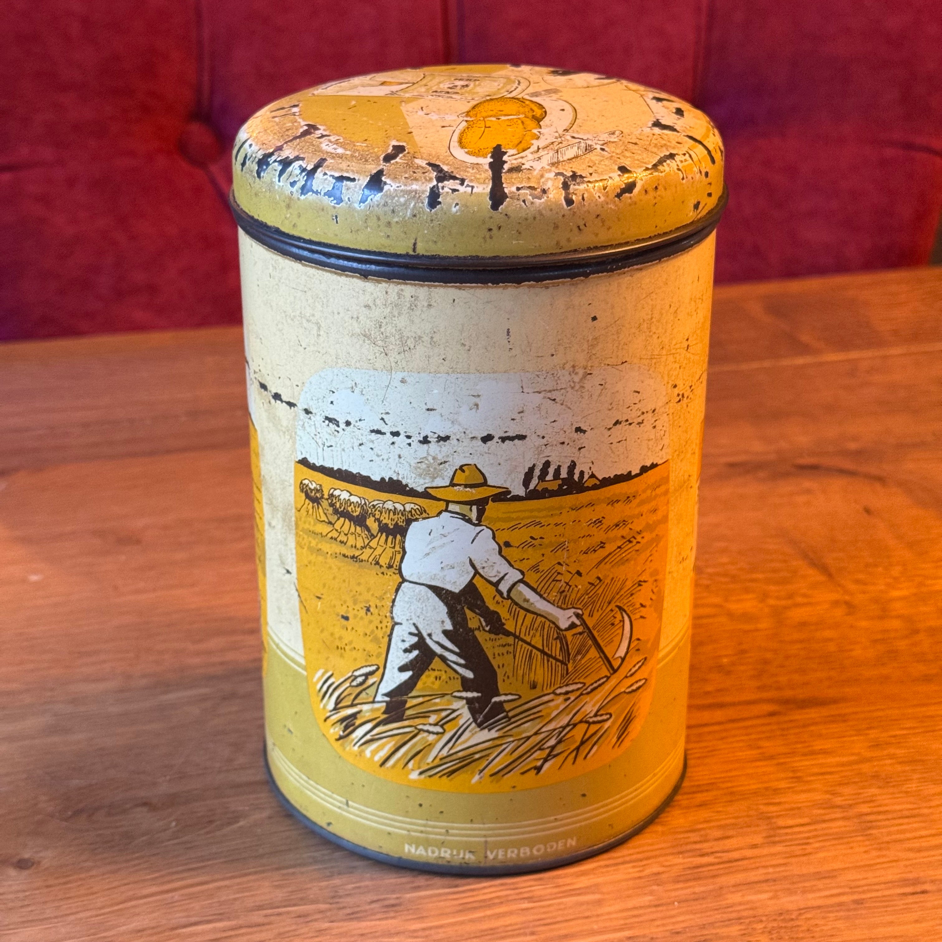 Vintage Biscuit Tin Van der Meulen - Hallum (Friesland) - Chicken & Farmer