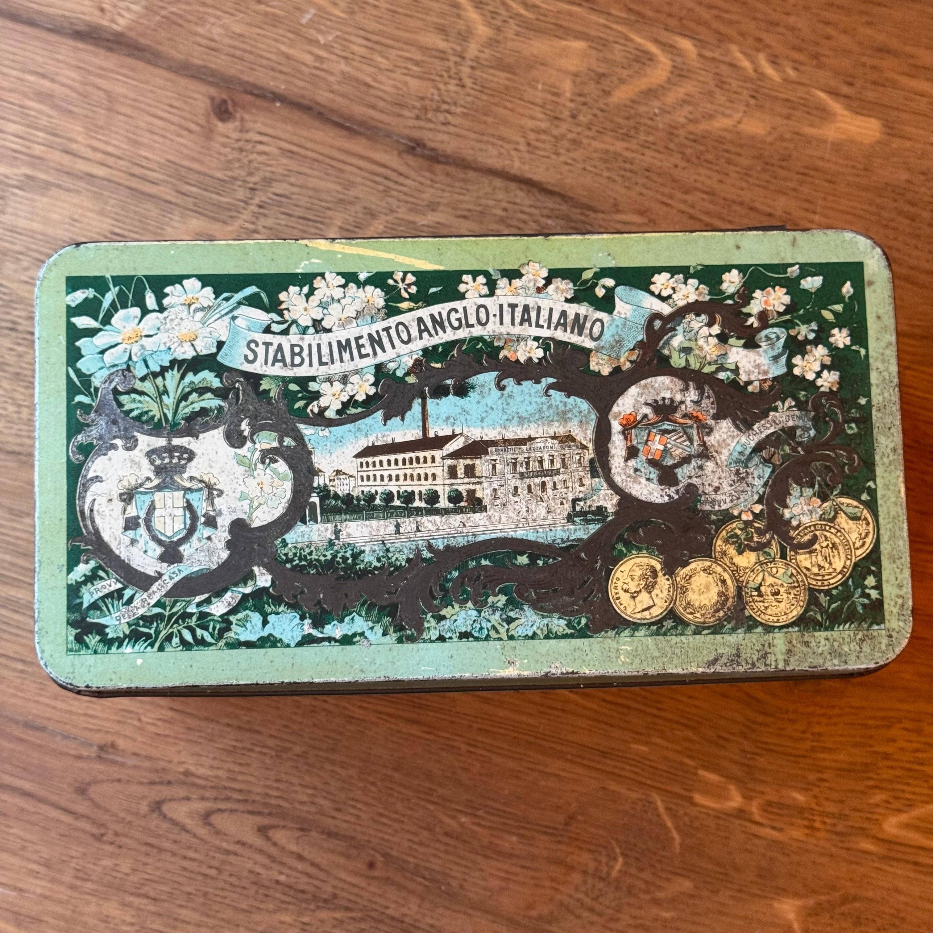 Vintage Tin D. Lazzaroni & C. Biscuits - Saronno - Reproduction 1888