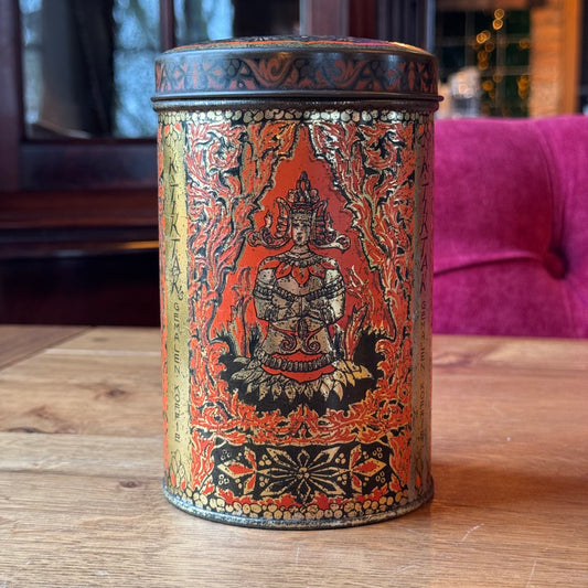 Vintage Tiktak Coffee Tin - Oriental Decor & Deity (1930s/1940s)