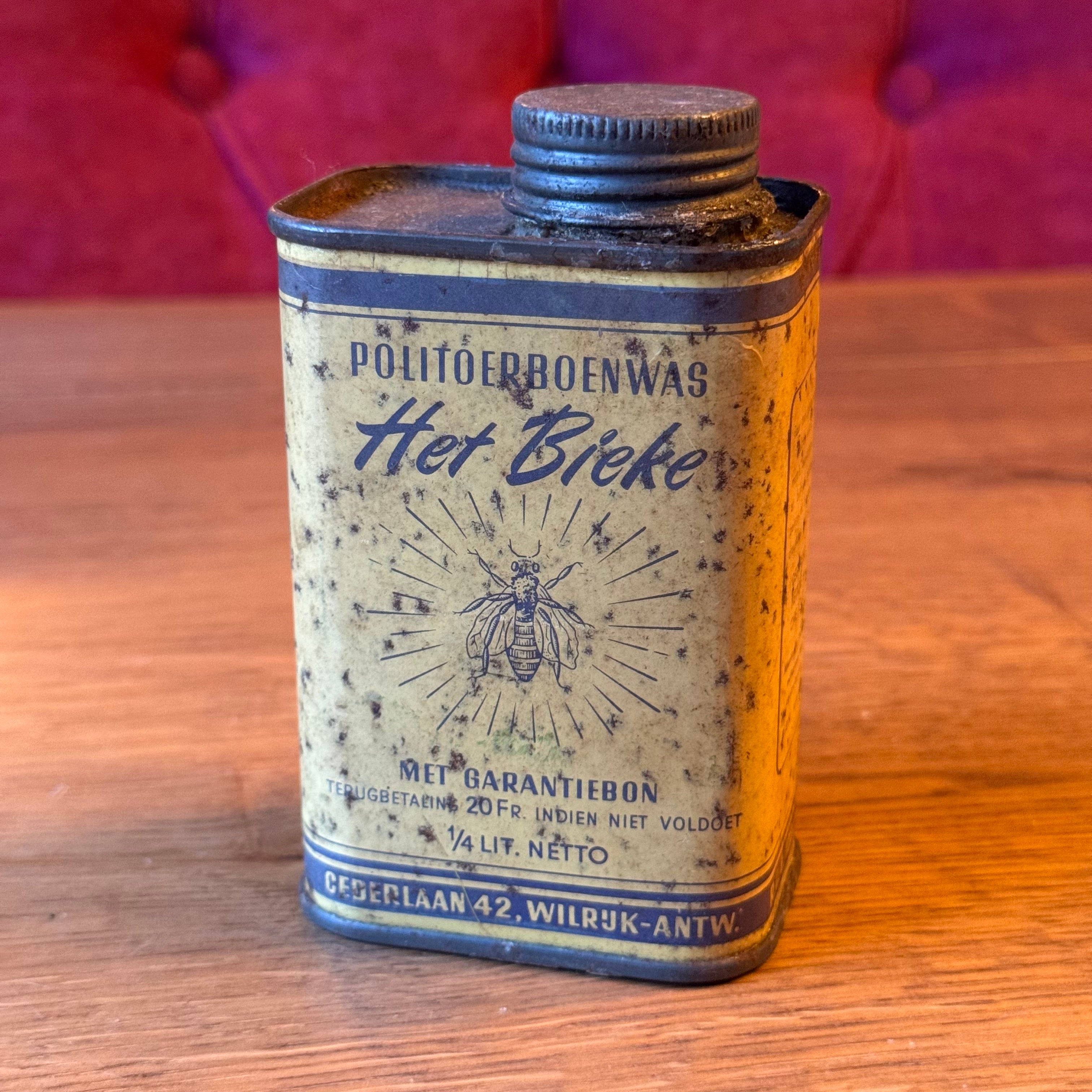 Vintage "Het Bieke" French polishing wax tin – Wilrijk Antwerp – early 20th century