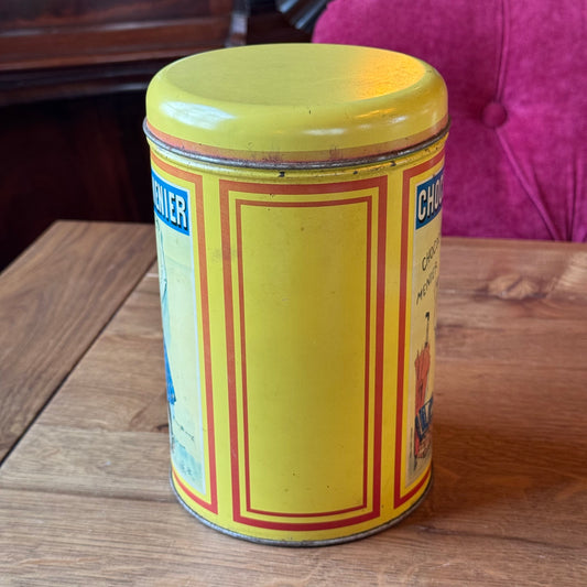 Schokoladen-Menier-Gelbe Dose mit Illustration