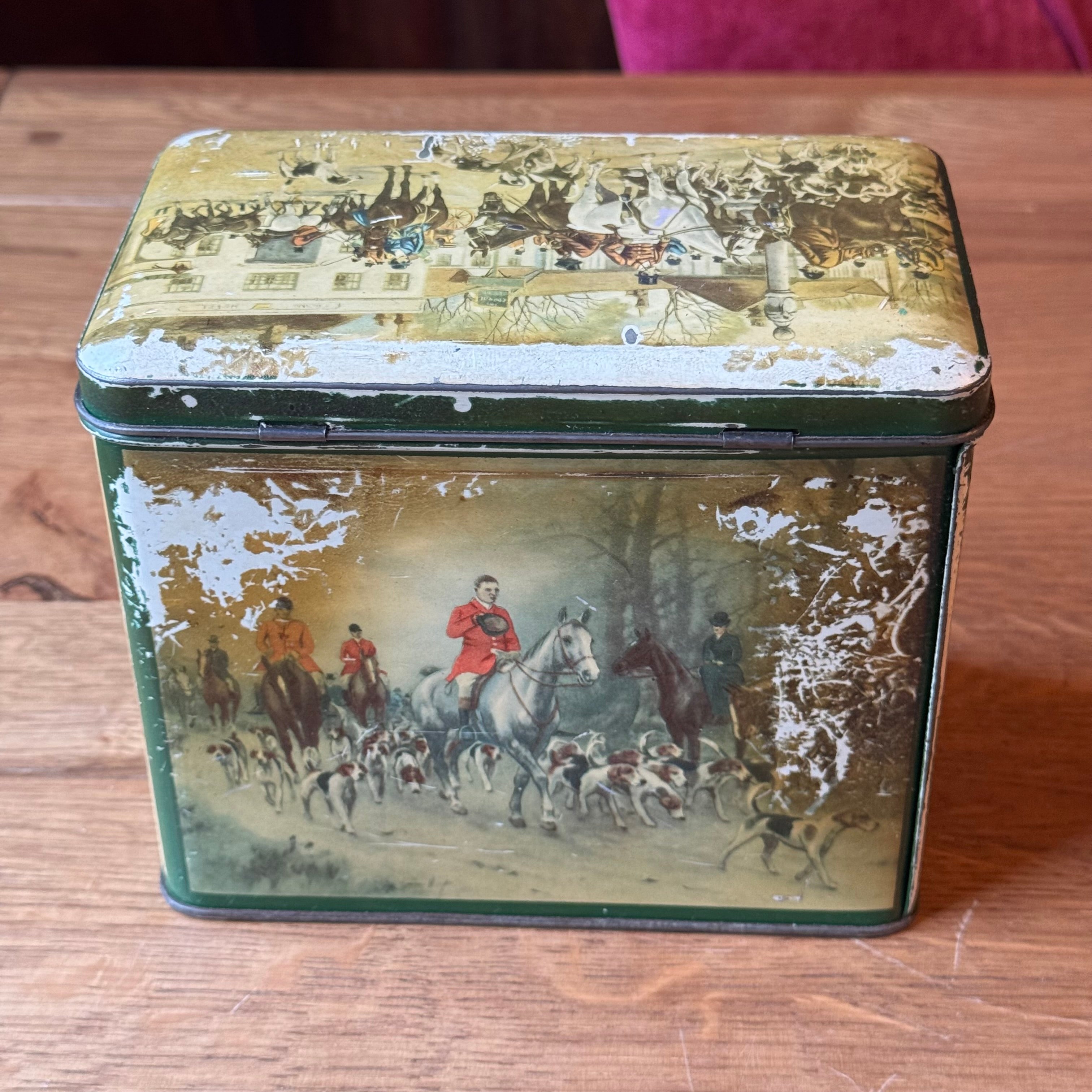 Vintage De Gruyter Blik - Engels Jachttafereel & Postkoets - Shabby Chic (Jaren '50)