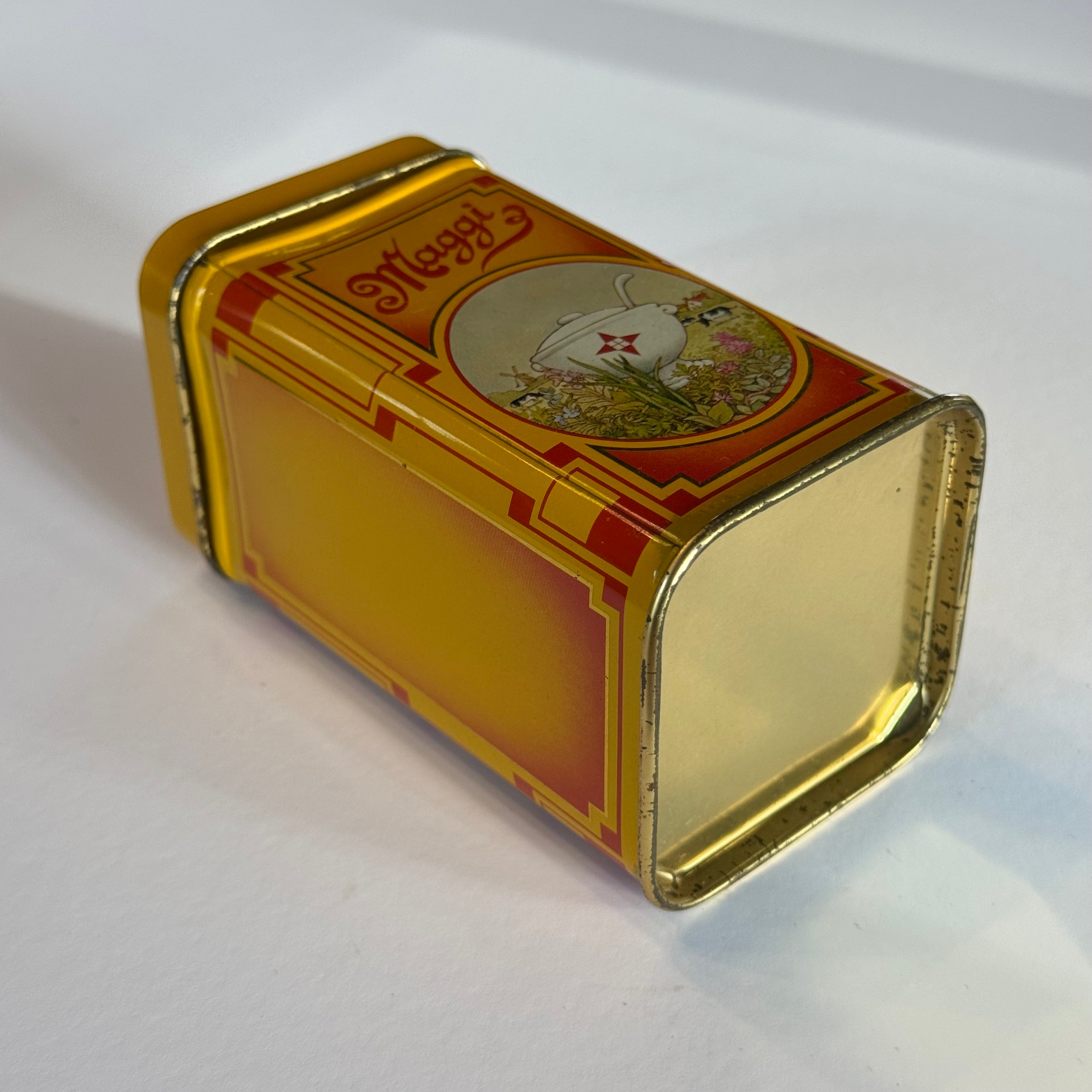 Vintage Maggi tin – yellow with Art Deco design