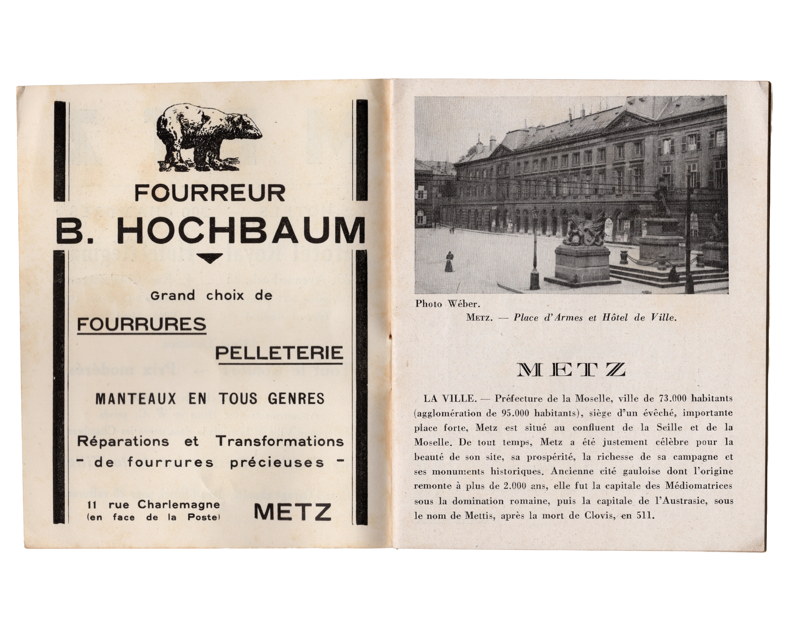 Petit guide touristique Metz Moselle années 1930 Extension Touristique Française