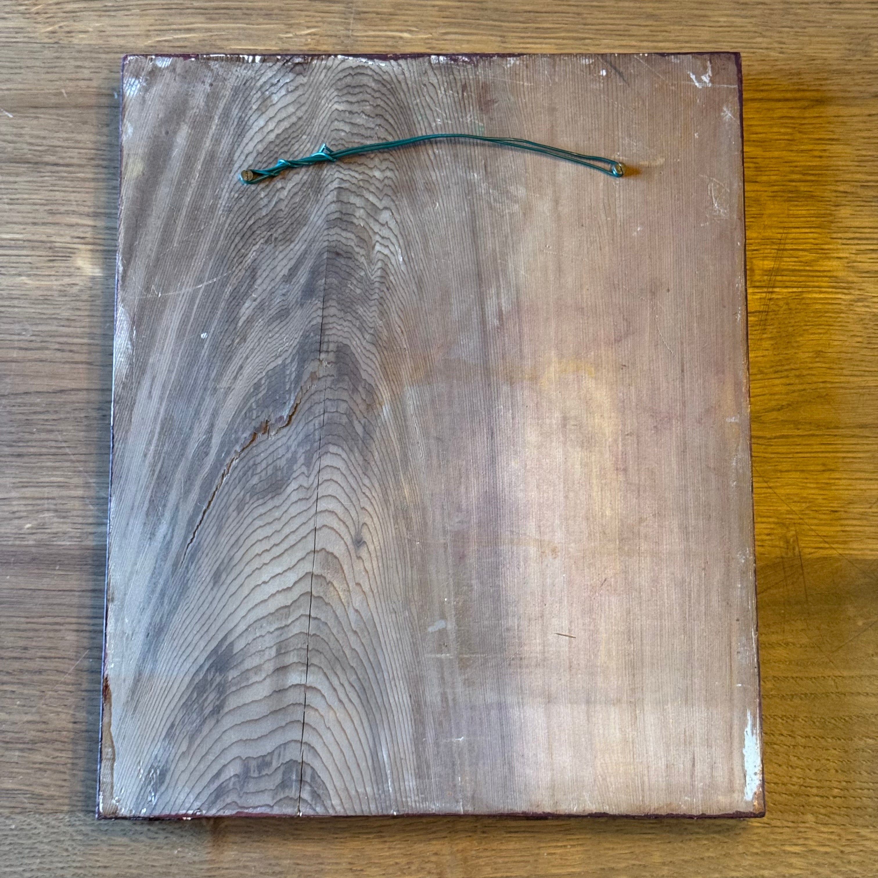 Handgeschilderde Icoon van Maria Magdalena op Houten Paneel – Verguld Nimbus – 20e Eeuw