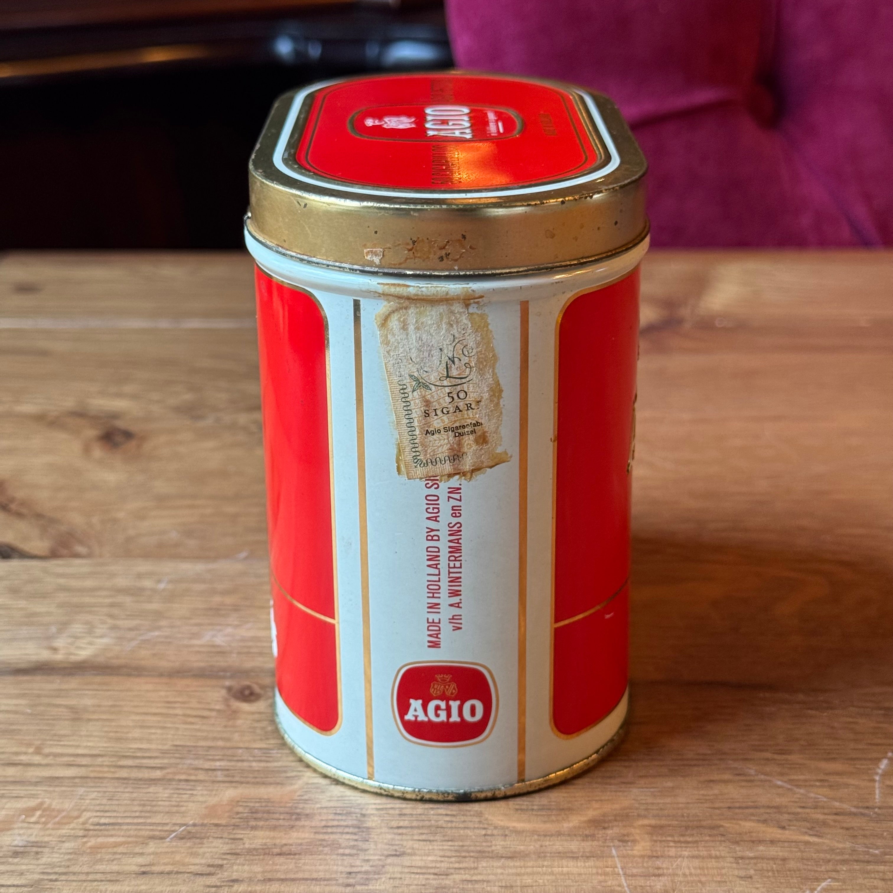 Vintage Agio Petitos Cigar Tin - Red & White - A. Wintermans (1960s)