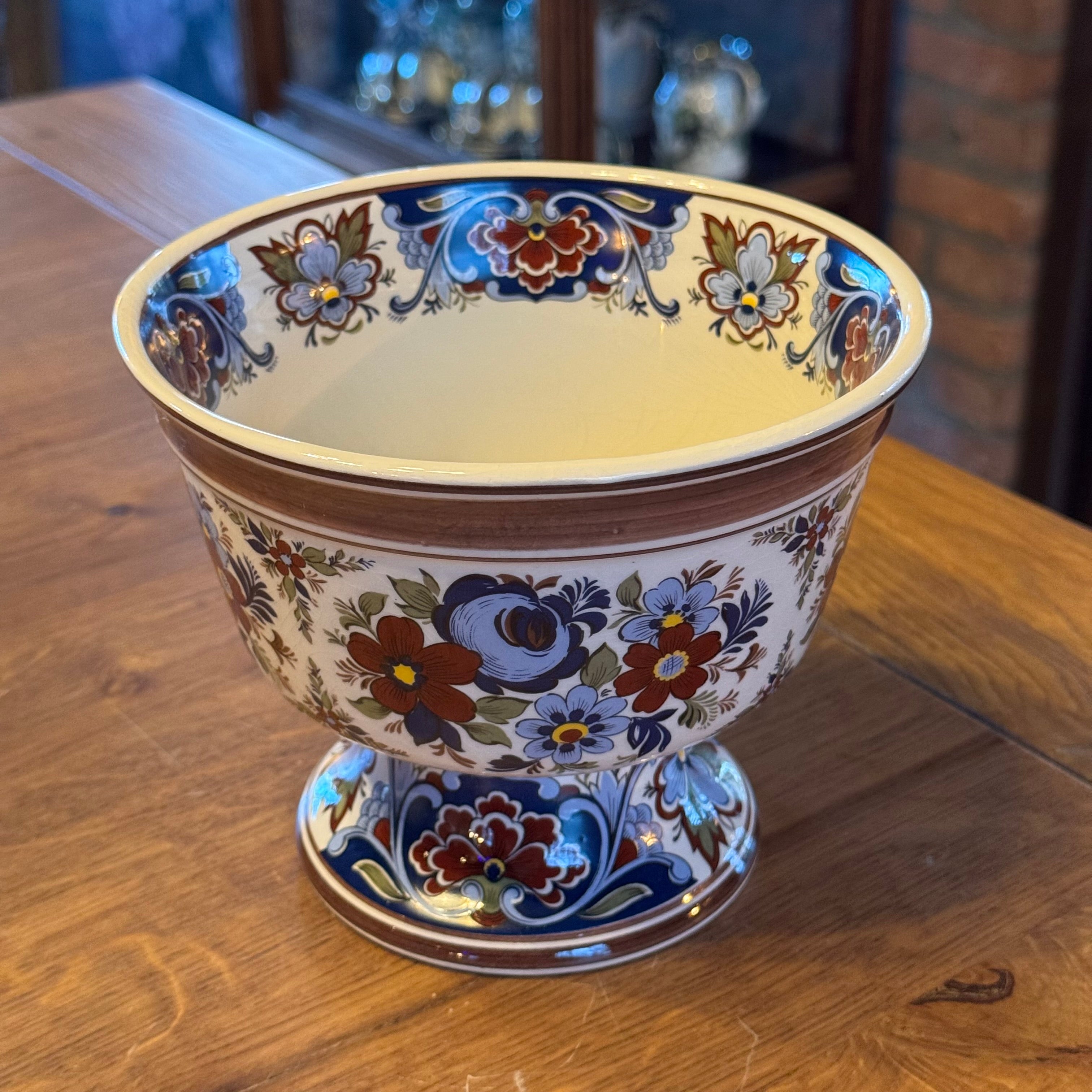 Old Dutch Pottery on Foot – Colorful Hand-painted Bowl