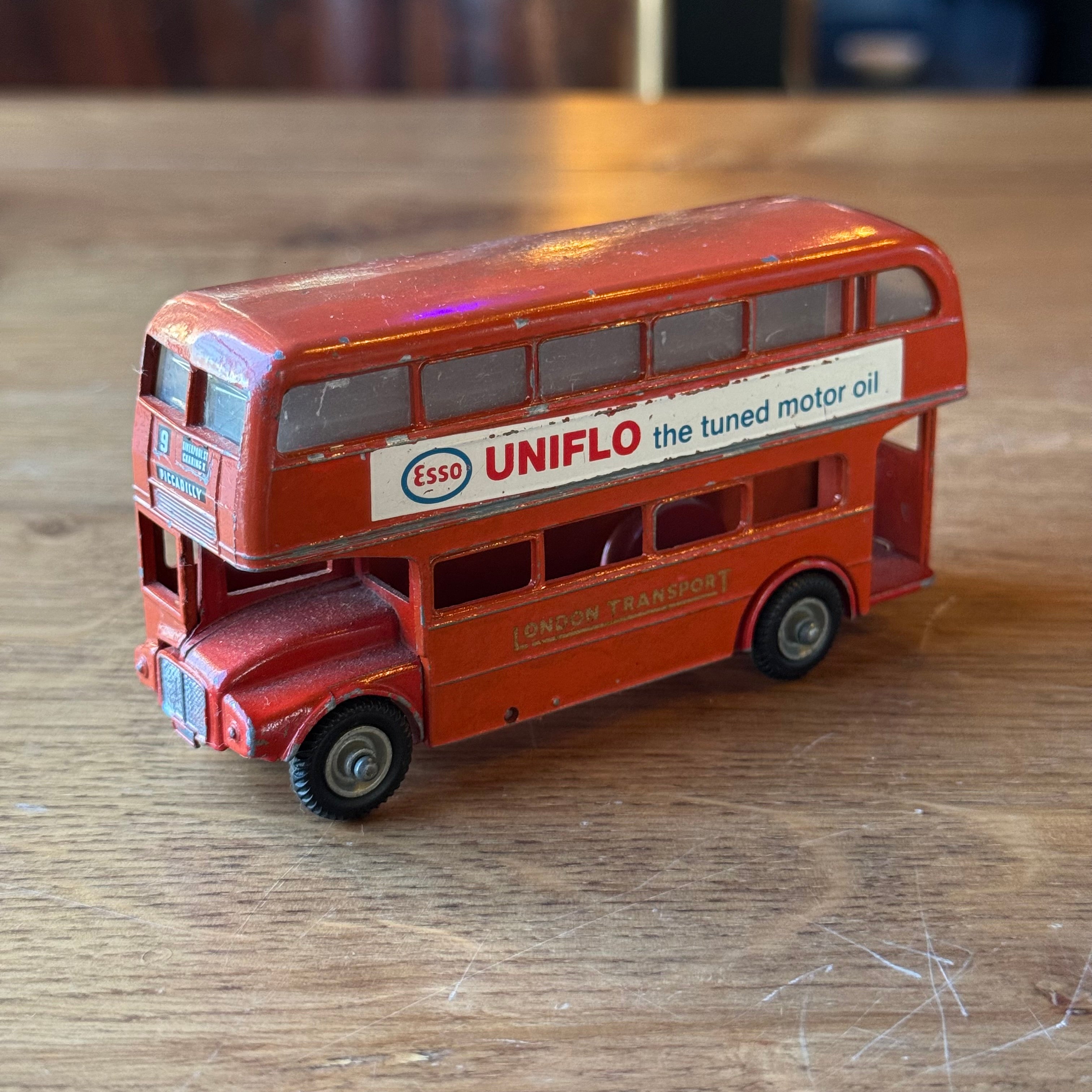 Vintage Budgie Toys AEC Routemaster Double Decker β London Transport β Esso UNIFLO Advertising