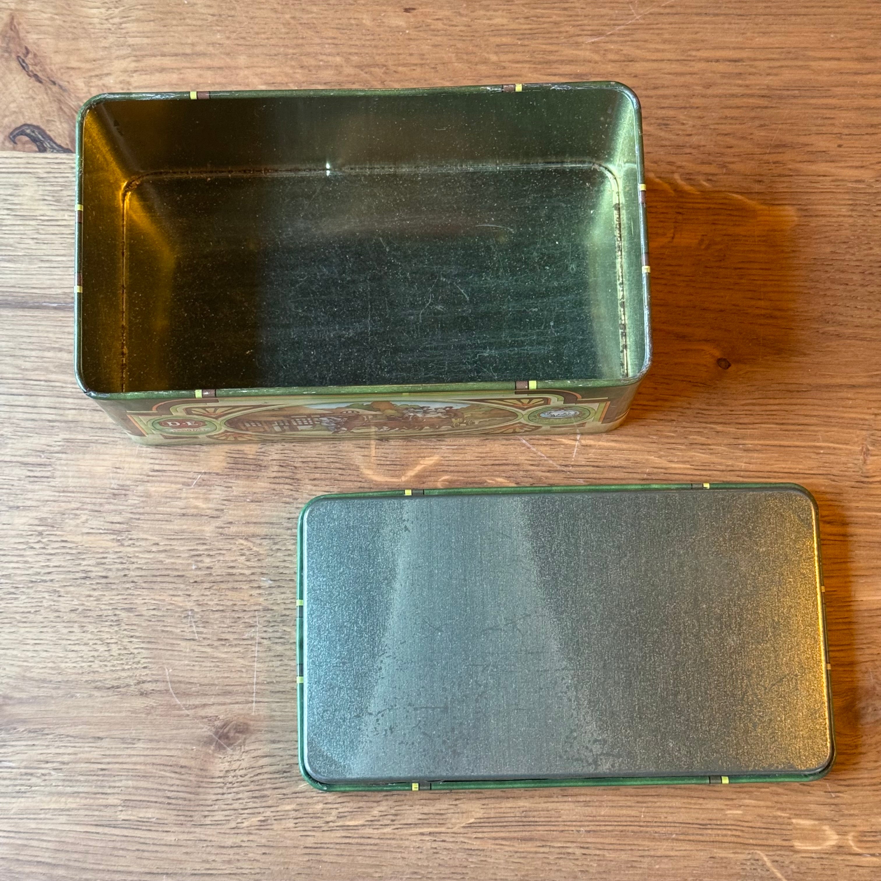 Vintage Douwe Egberts Pickwick Teedose – grünes Art-Deco-Design