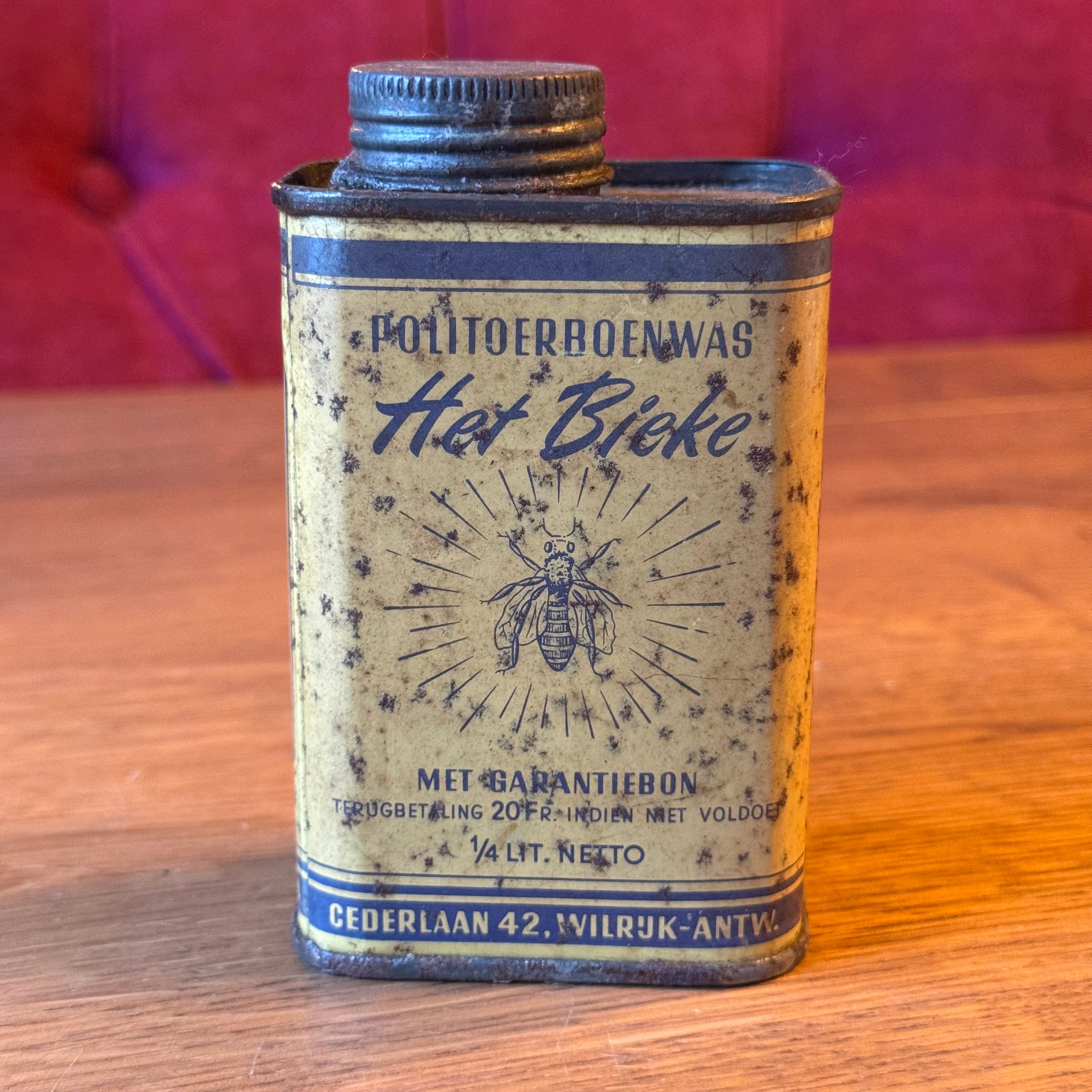 Vintage "Het Bieke" French polishing wax tin – Wilrijk Antwerp – early 20th century