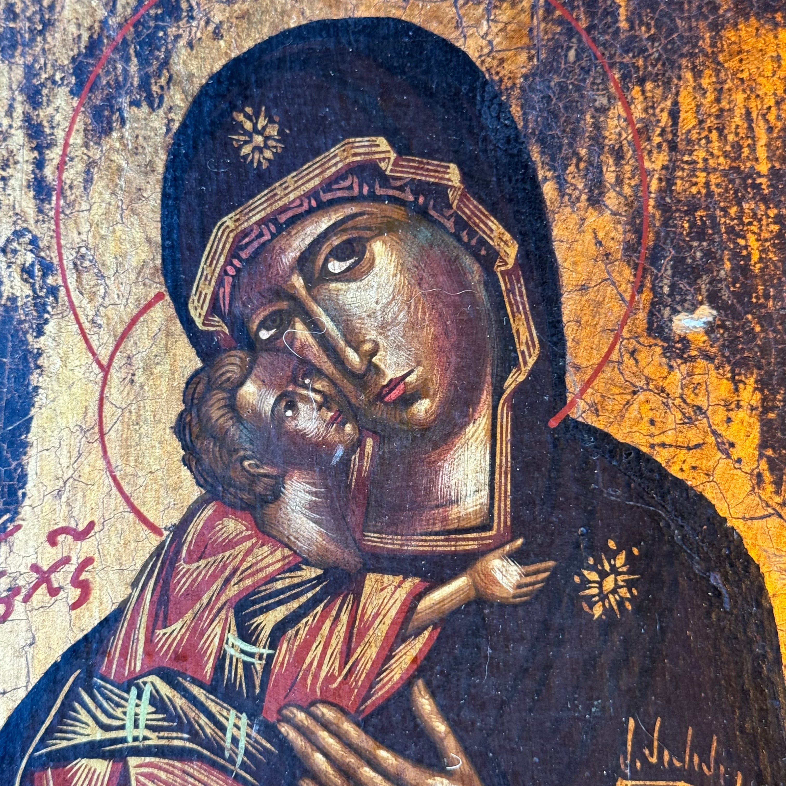 Byzantine Icon – Mother of God Eleusa – Hand-painted Mount Athos (Certified)