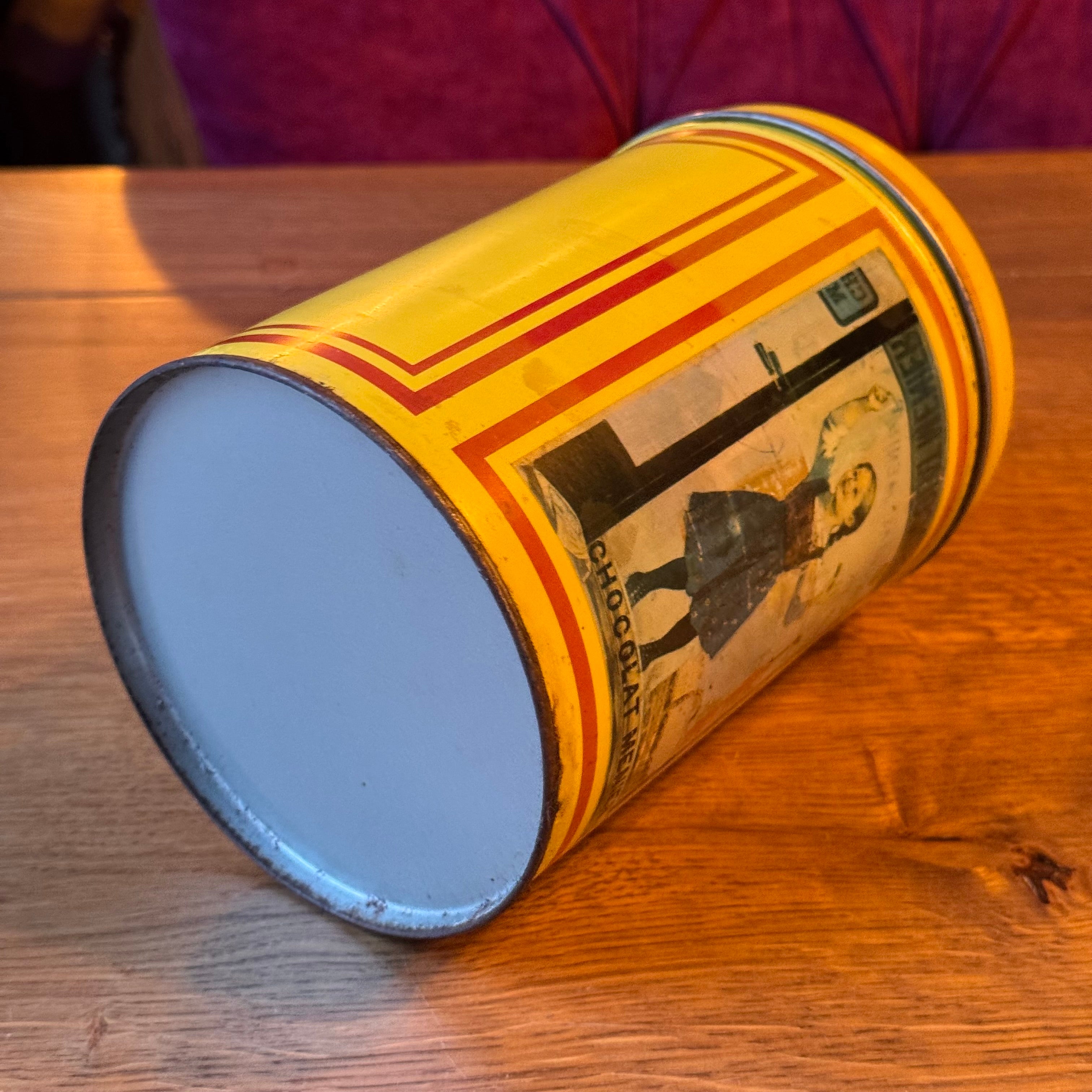 Vintage Tin Chocolate Menier - Yellow - Firmin Bouisset Girl