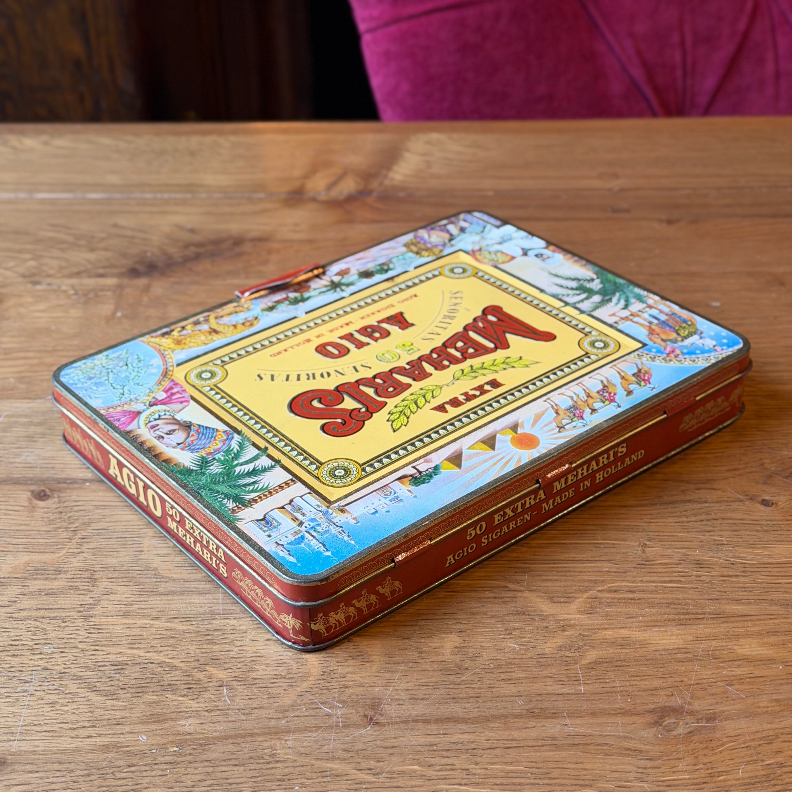 Vintage cigar tin AGIO “Extra Mehari's” – 50 Senoritas – lithographic tin