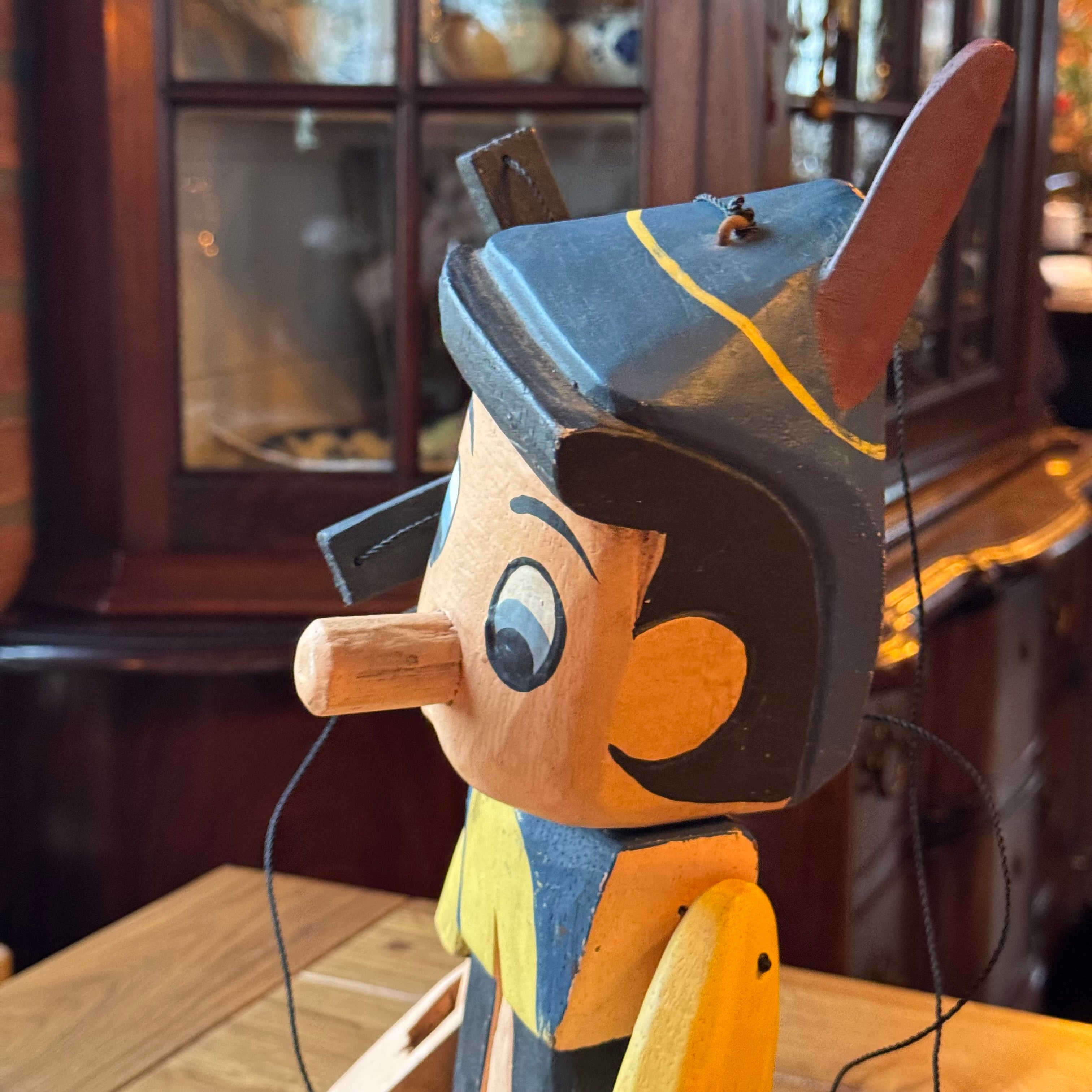 Large wooden Pinocchio puppet – hand-painted – approx. 60 cm