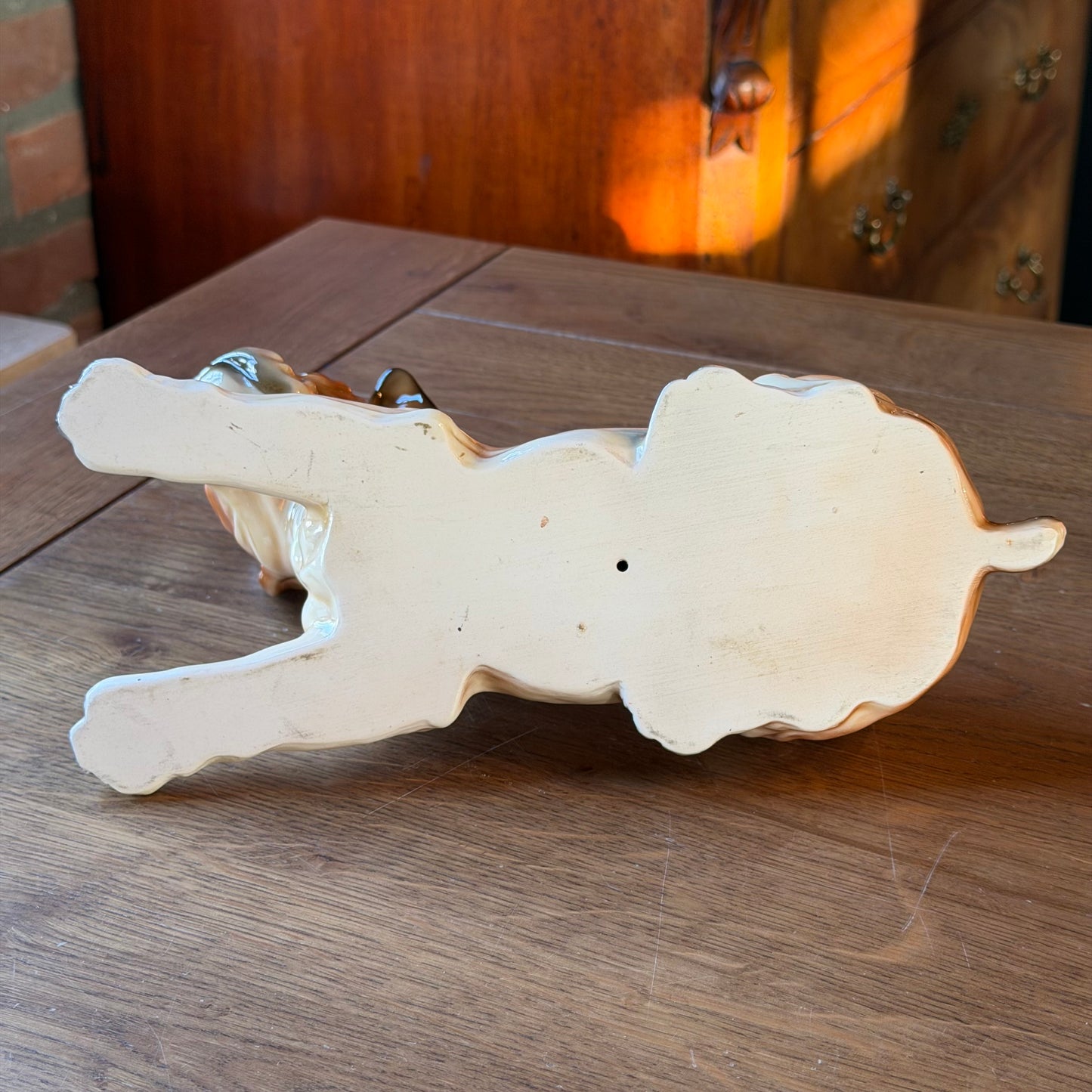 Vintage Porcelain Dog – Reclining Boxer Figurine (26 cm)