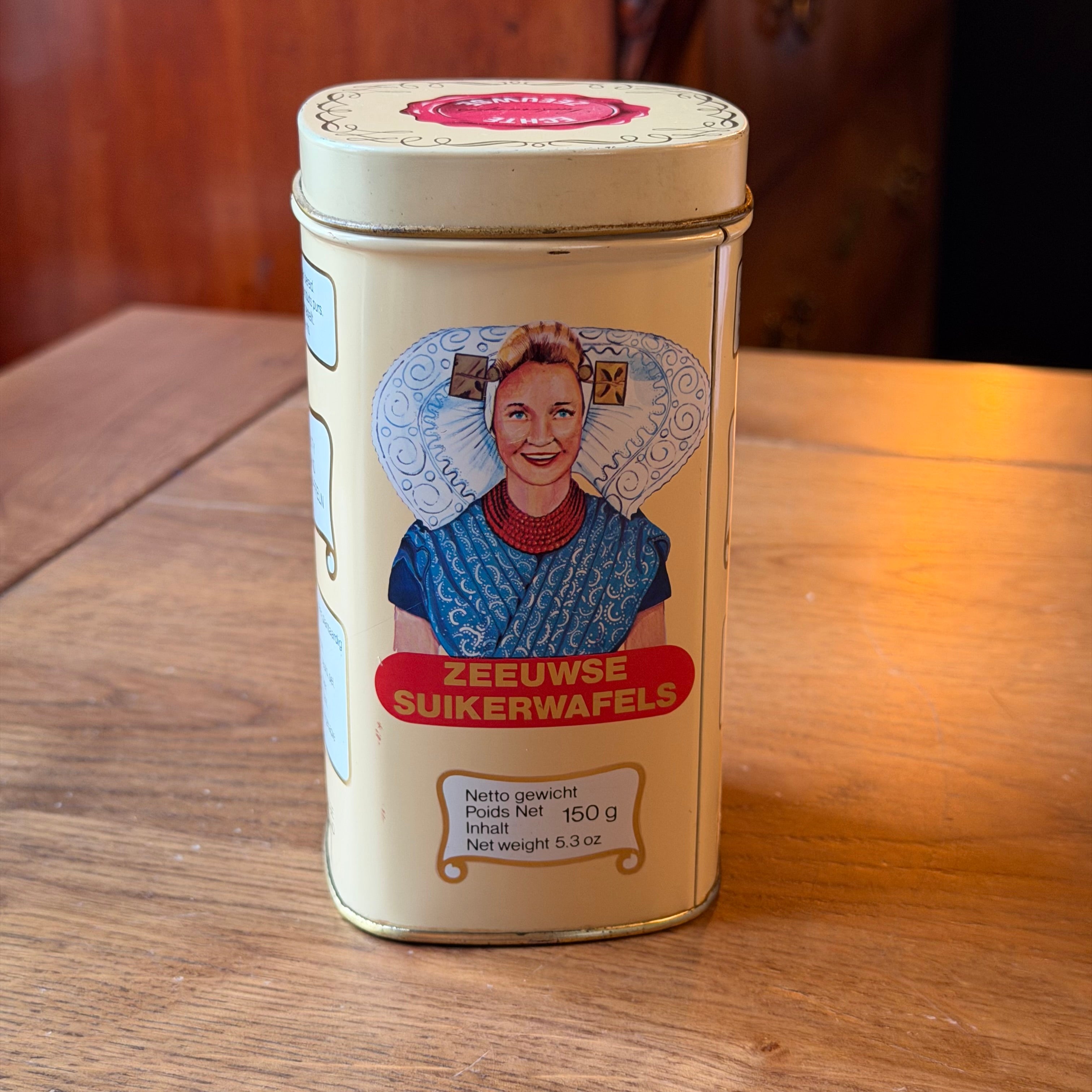 Aufbewahrungsdose für Zeeland-Zuckerwaffeln mit klassischer Illustration