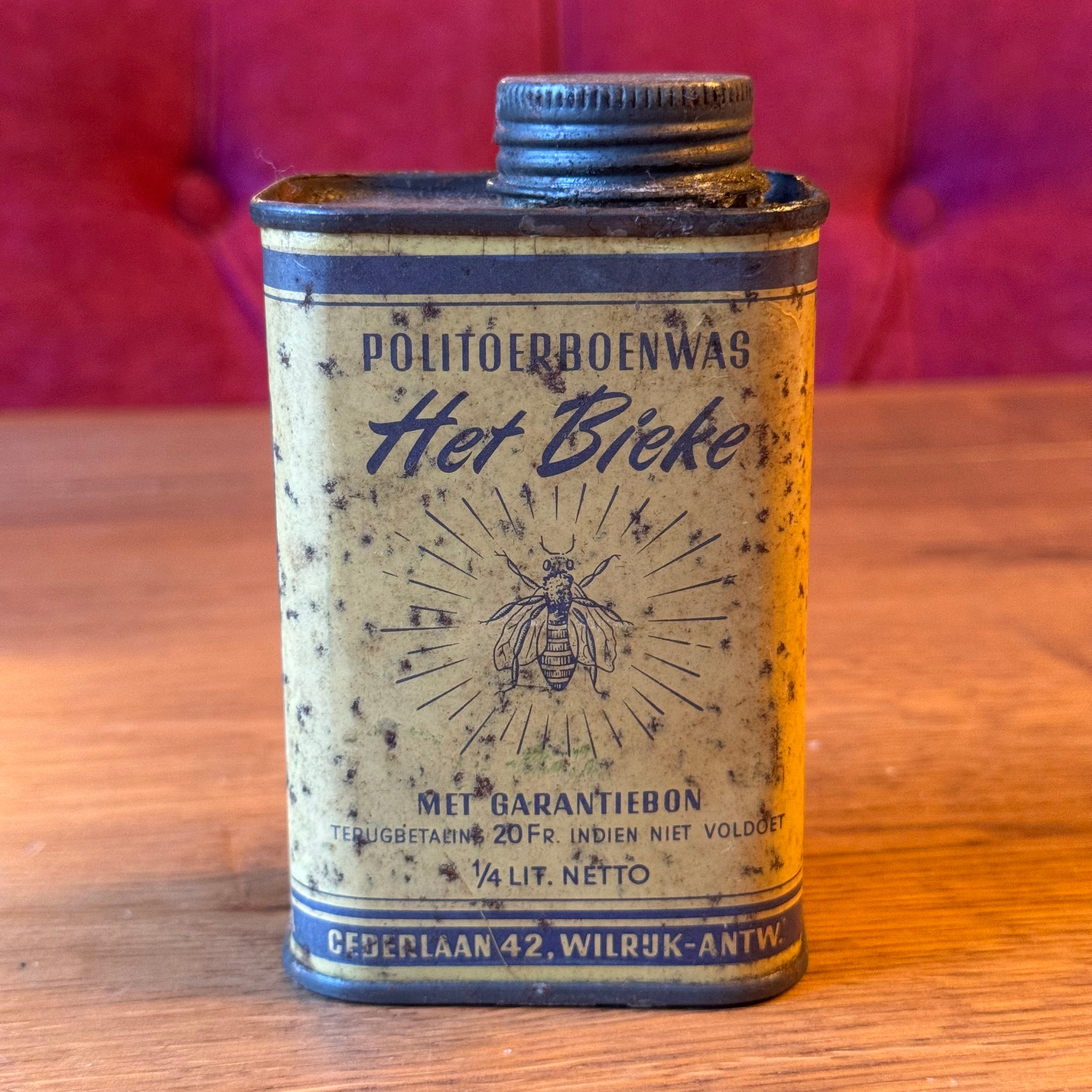 Vintage "Het Bieke" French polishing wax tin – Wilrijk Antwerp – early 20th century