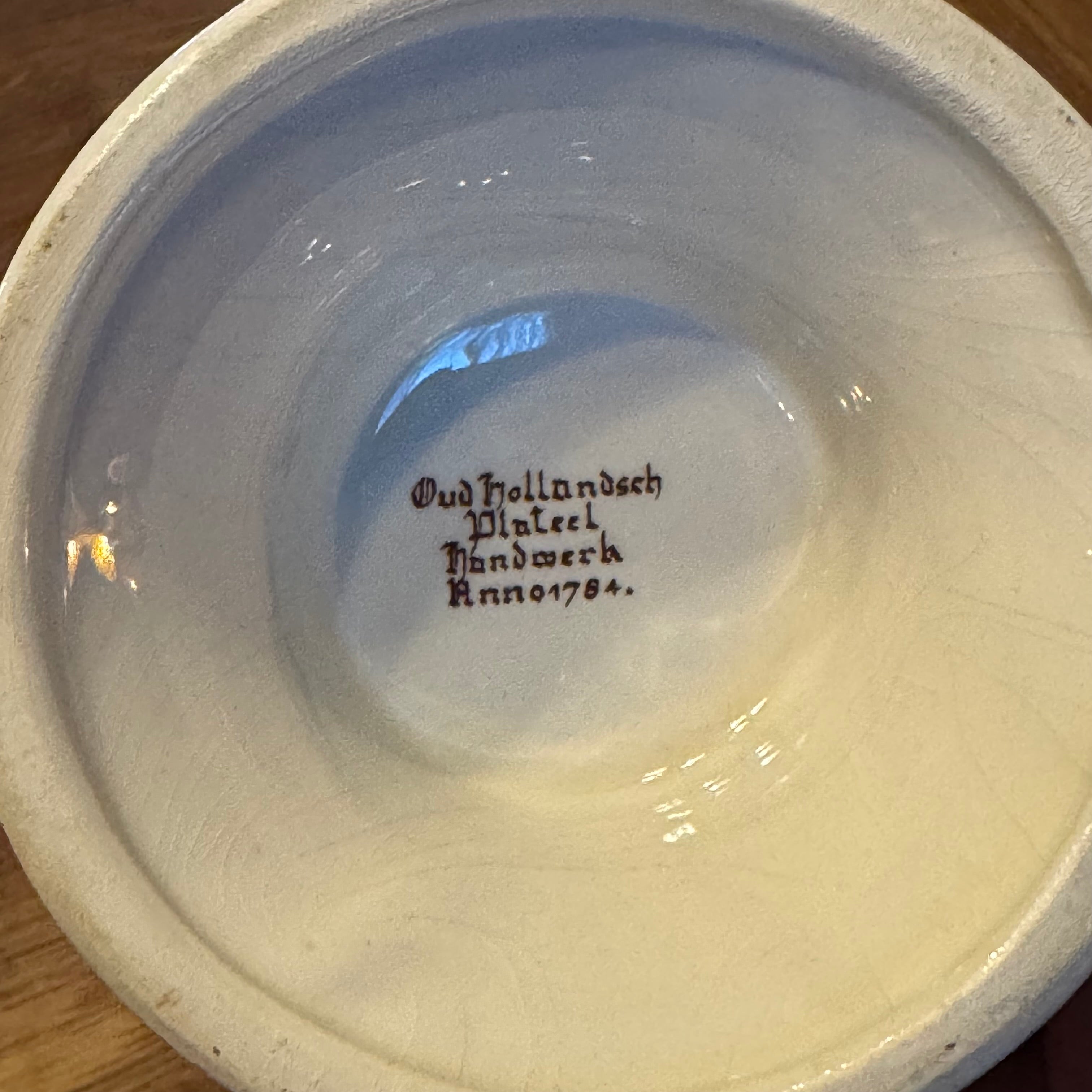 Old Dutch Pottery on Foot – Colorful Hand-painted Bowl