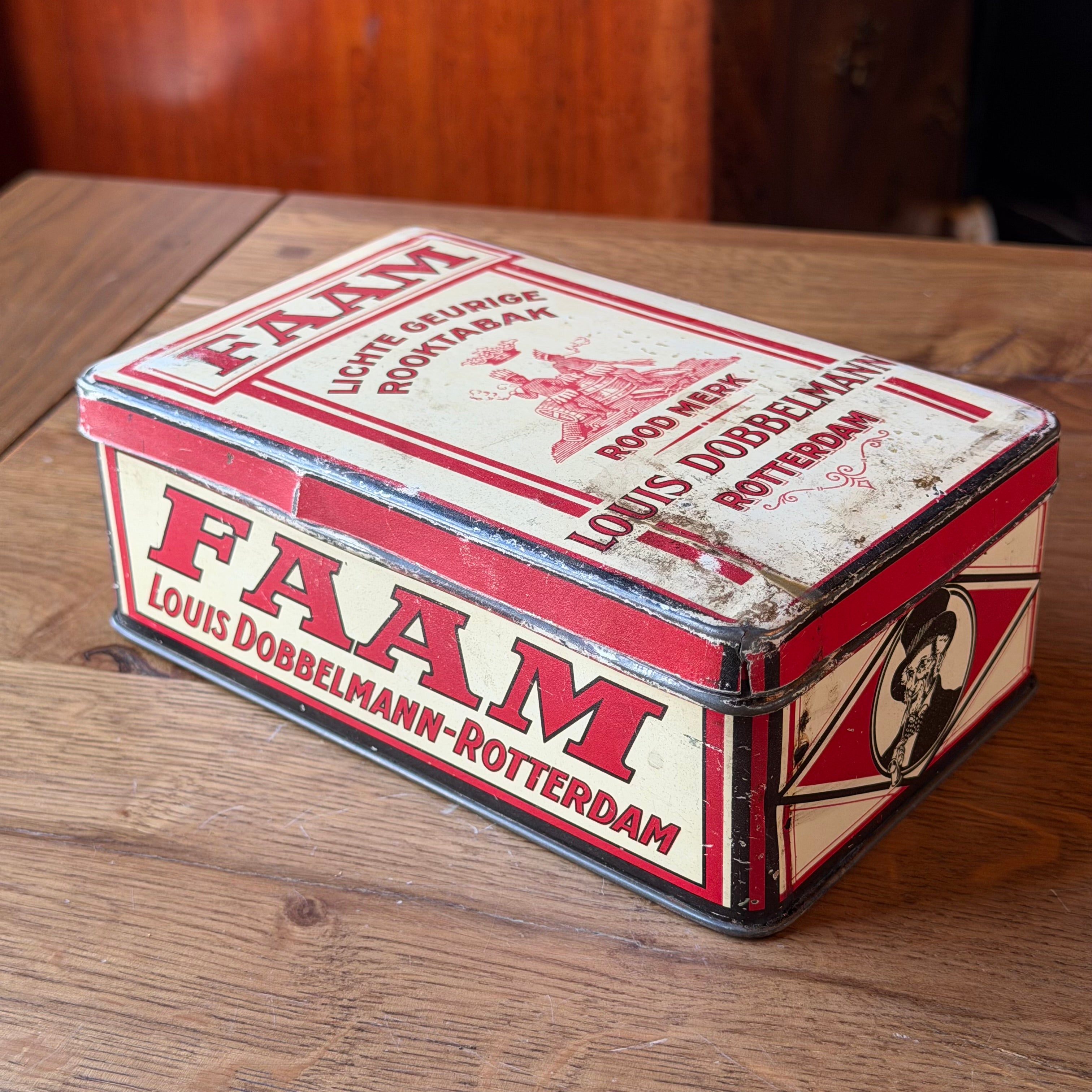 Antique Dutch Tobacco Tin FAAM – Louis Dobbelmann Rotterdam – ca. 1910–1920