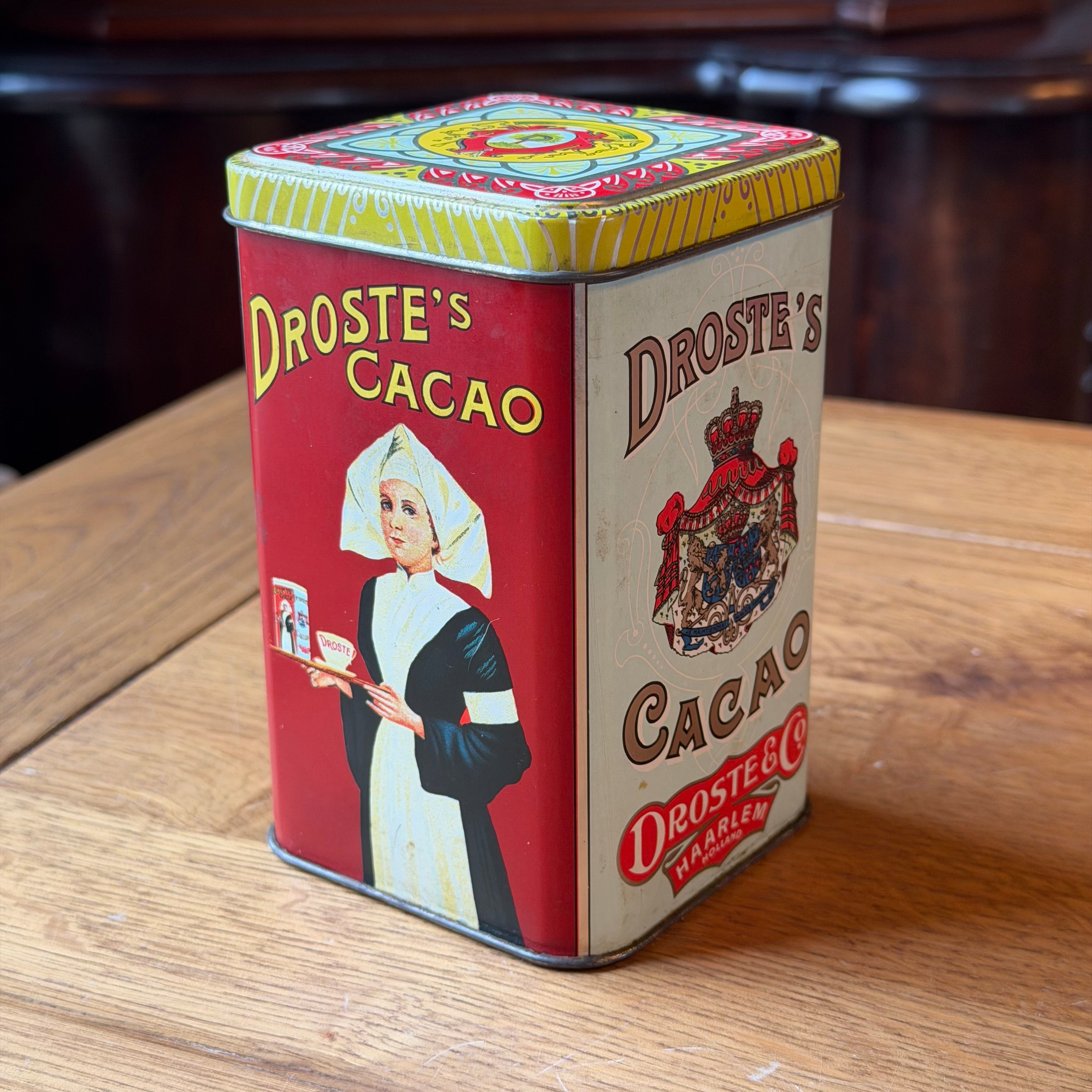 Antike Kakaodose von Droste – Haarlem, ca. 1920–1930