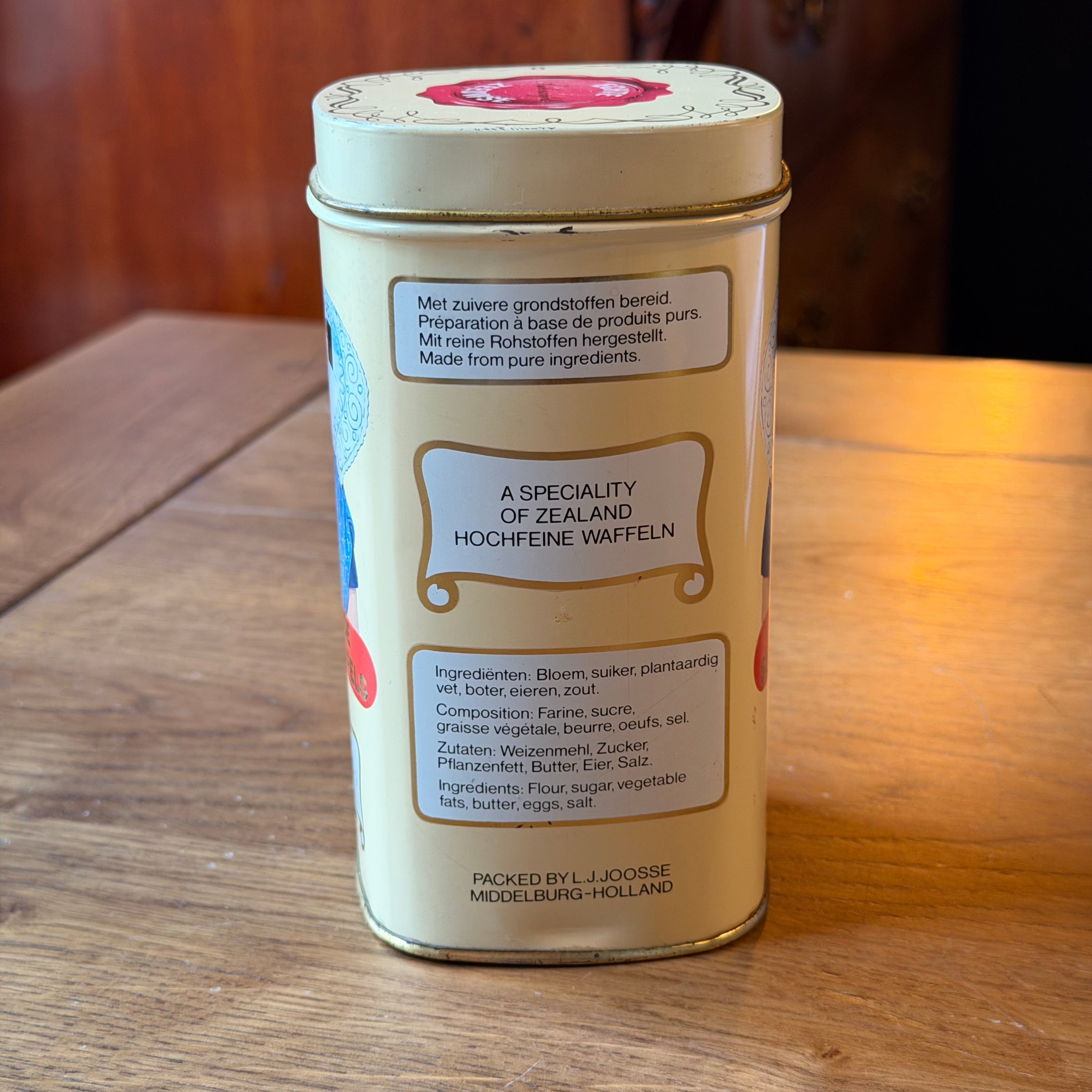 Aufbewahrungsdose für Zeeland-Zuckerwaffeln mit klassischer Illustration