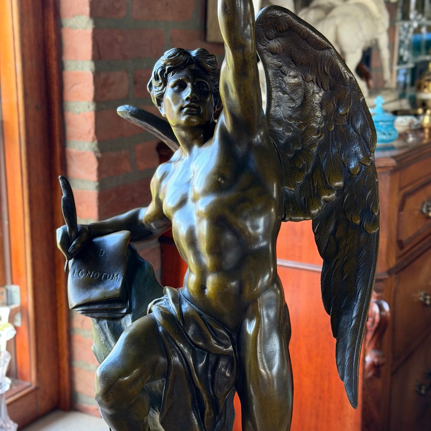 Monumentaal Frans Beeld ‘Génie Humain’ – naar Émile Picault, Parijse Gieting ca. 1900