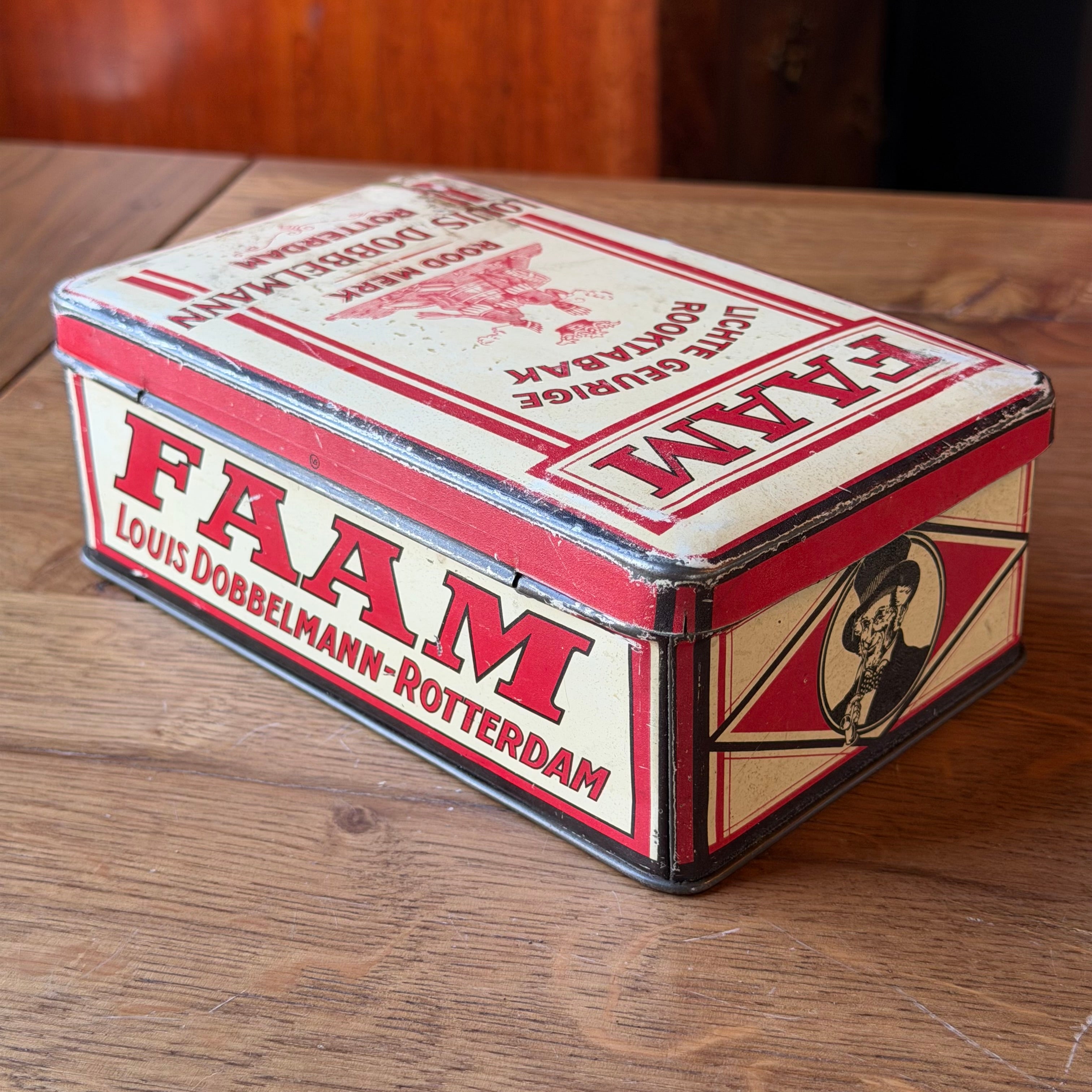 Antique Dutch Tobacco Tin FAAM – Louis Dobbelmann Rotterdam – ca. 1910–1920