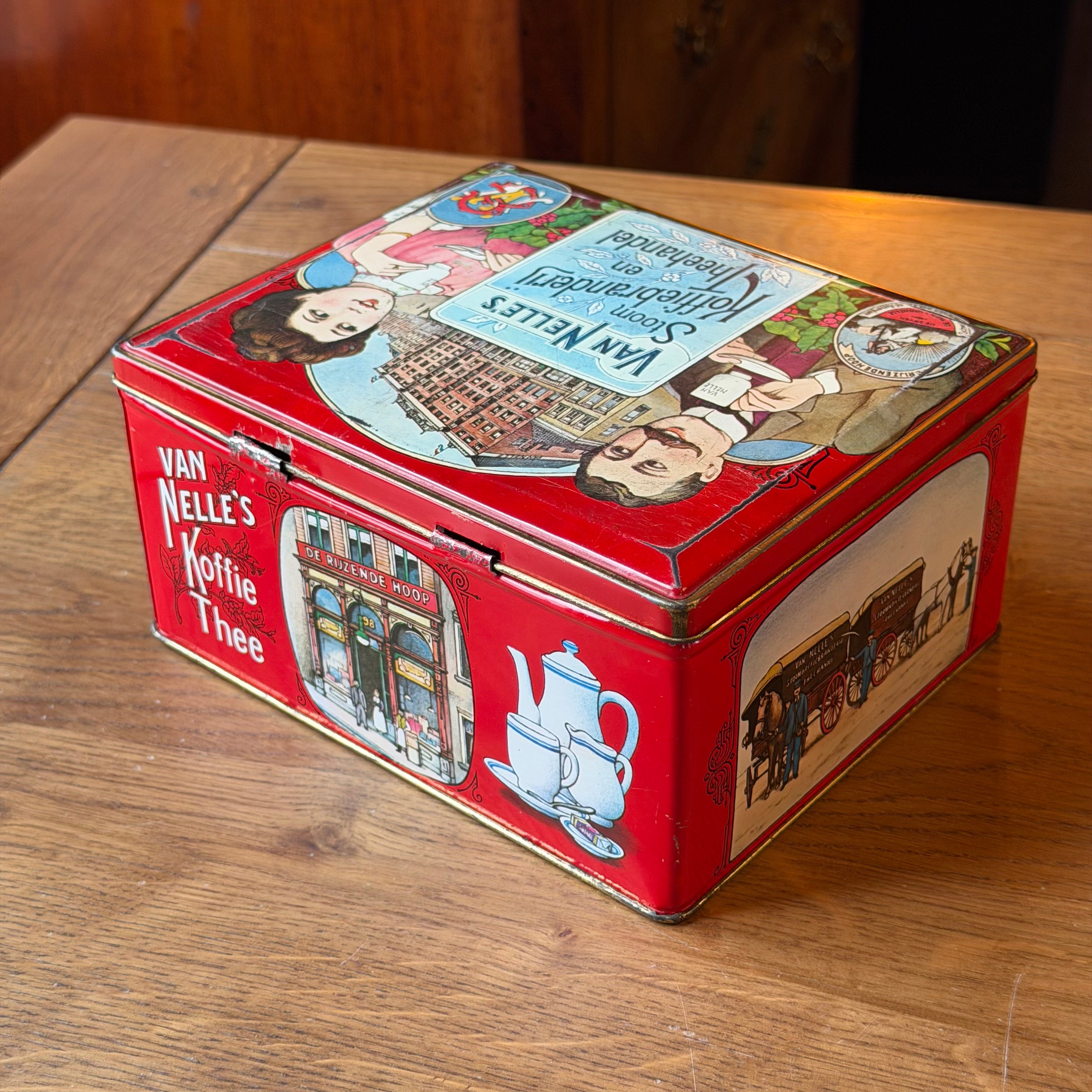 Van Nelles Kaffee- und Teedose mit klassischen Illustrationen