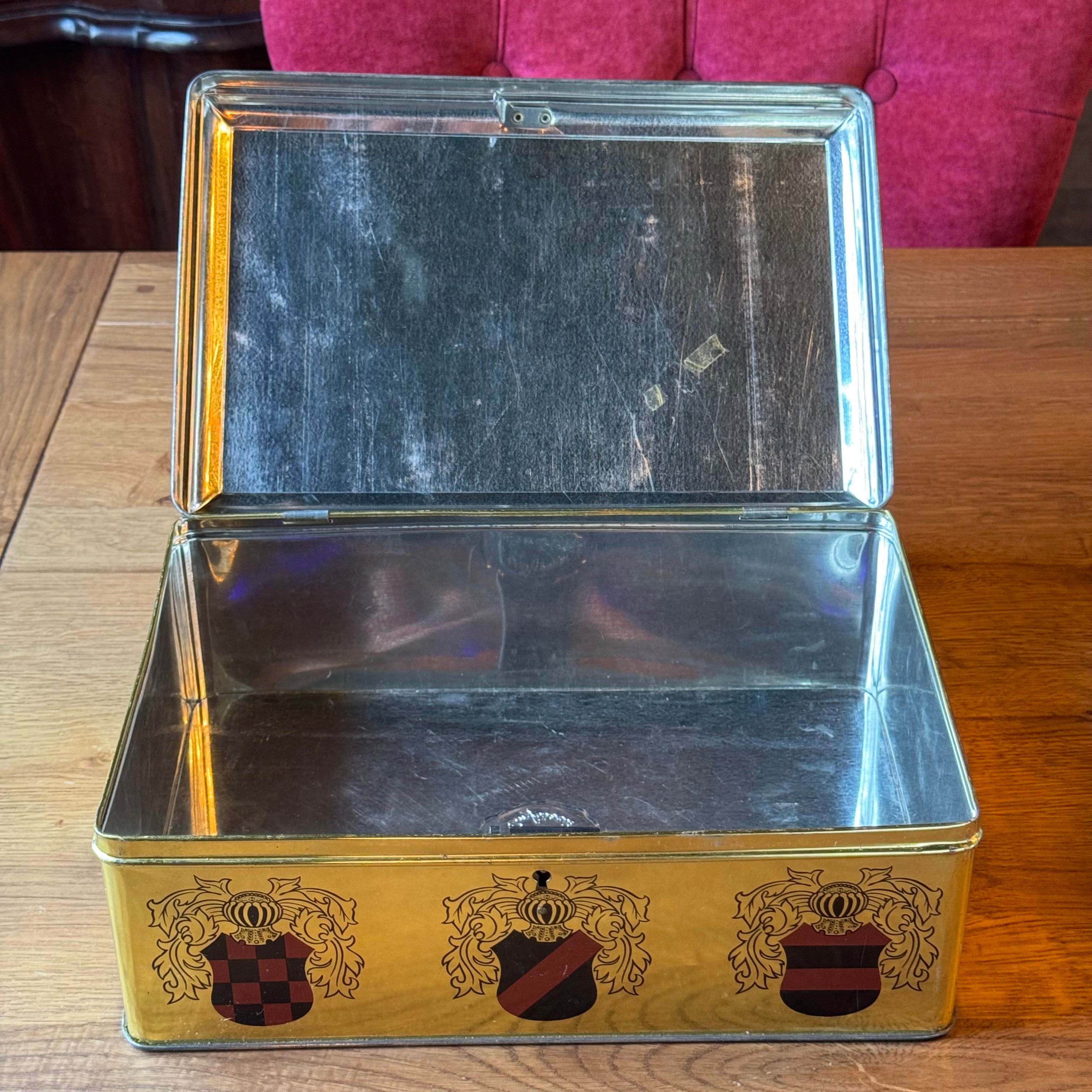 Vintage Demaret Confiserie Blik met Heraldiek en Wapens