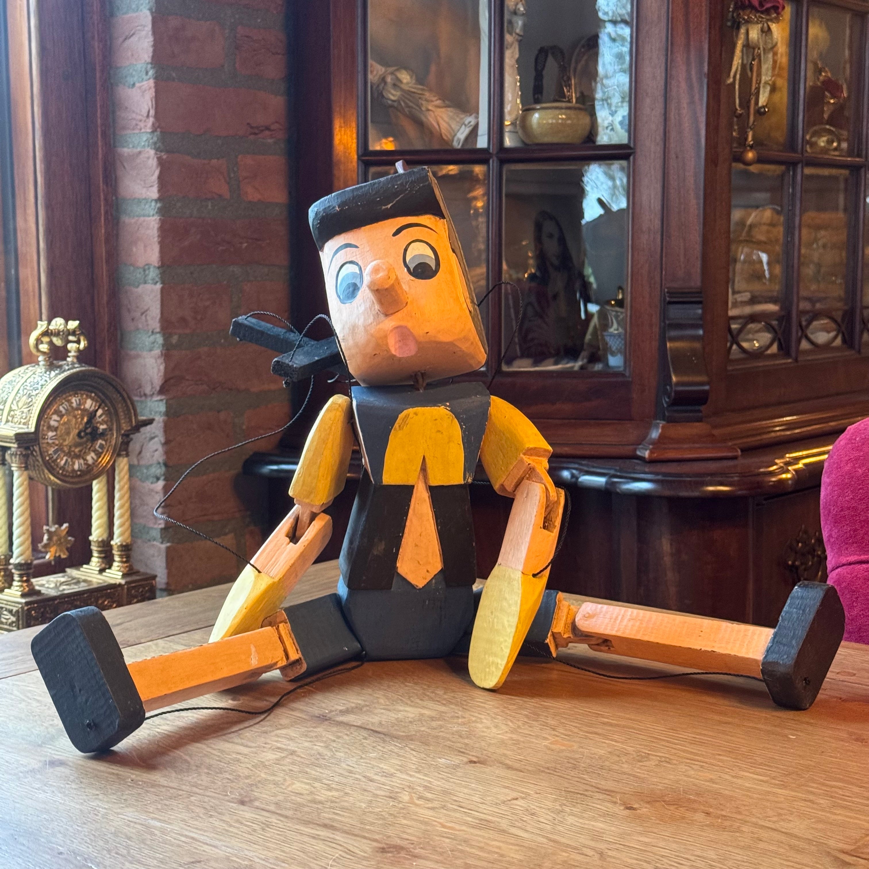 Large wooden Pinocchio puppet – hand-painted – approx. 60 cm