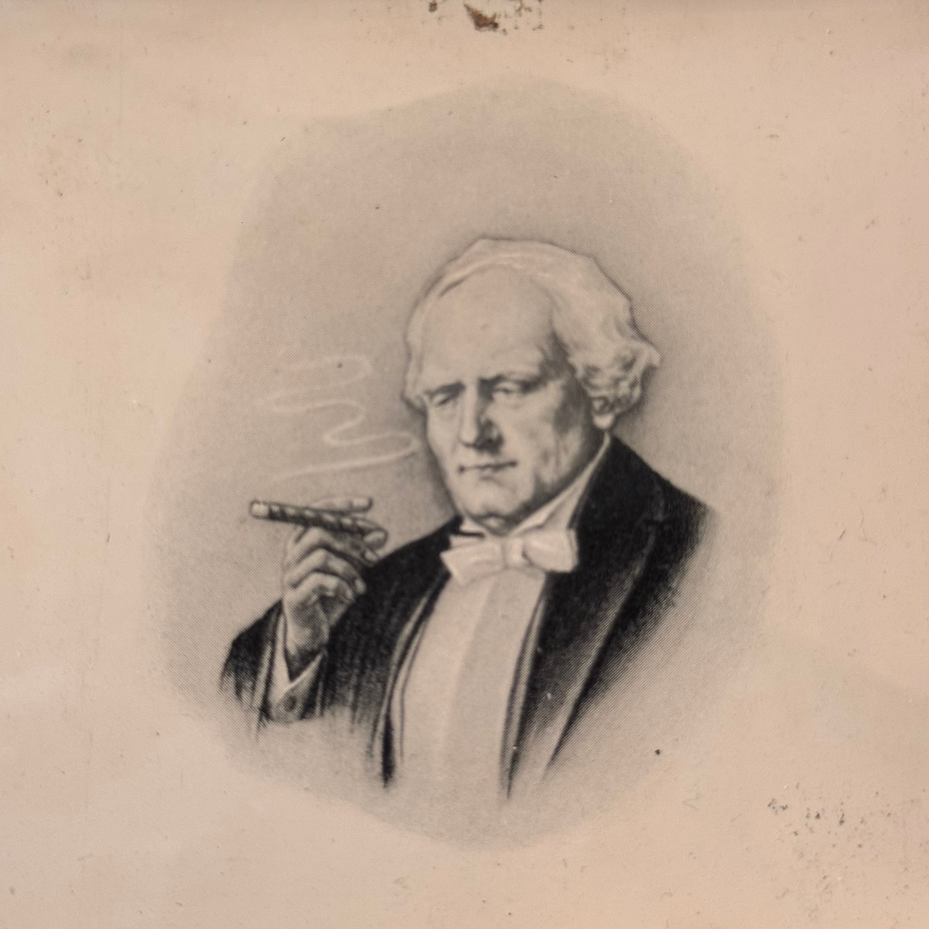 Vintage Regal Sigarenblik - Deliaantjes - Petrol Blauw & Portret (Jaren '50)