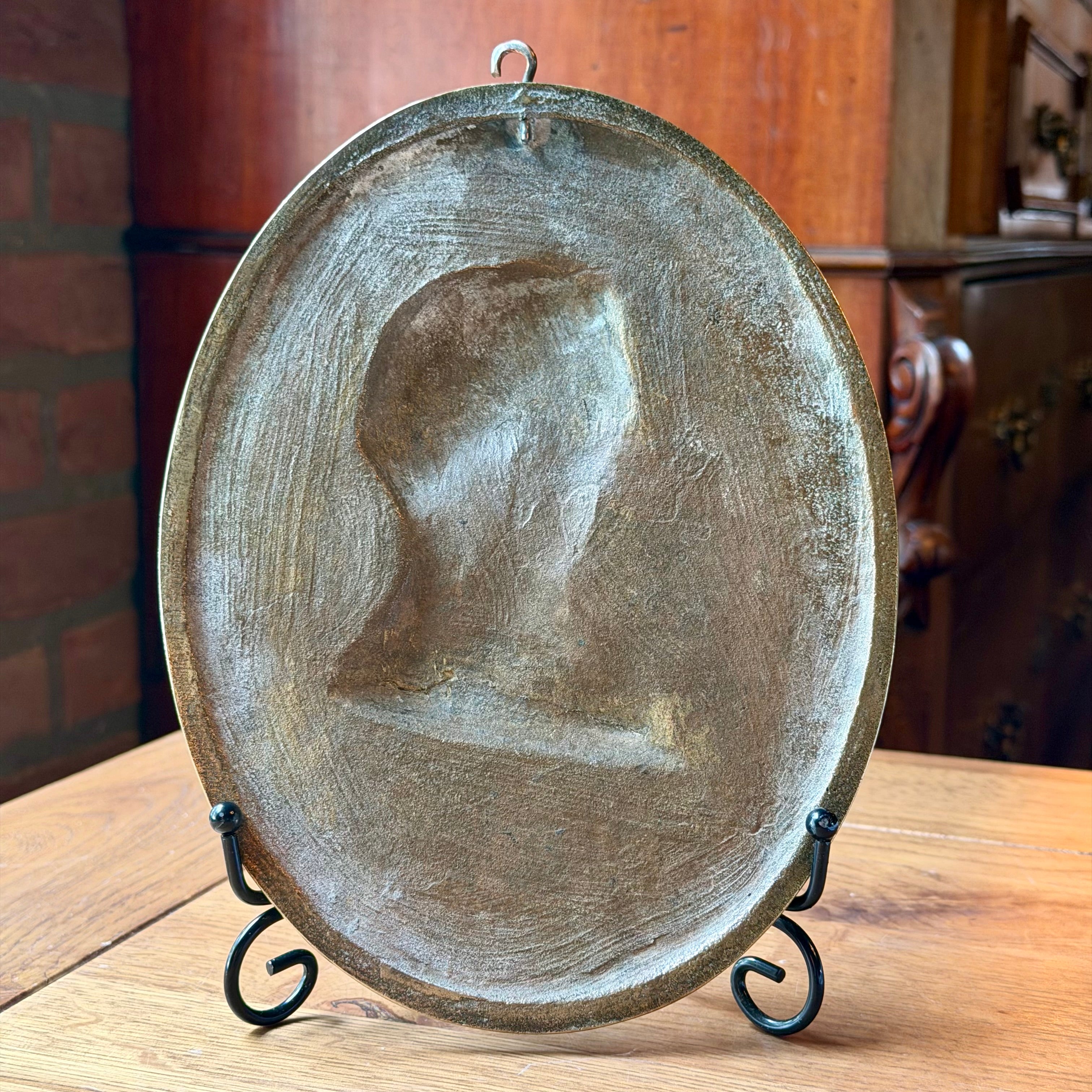 Koperen wandplaquette Beethoven profiel reliëf 19e eeuw