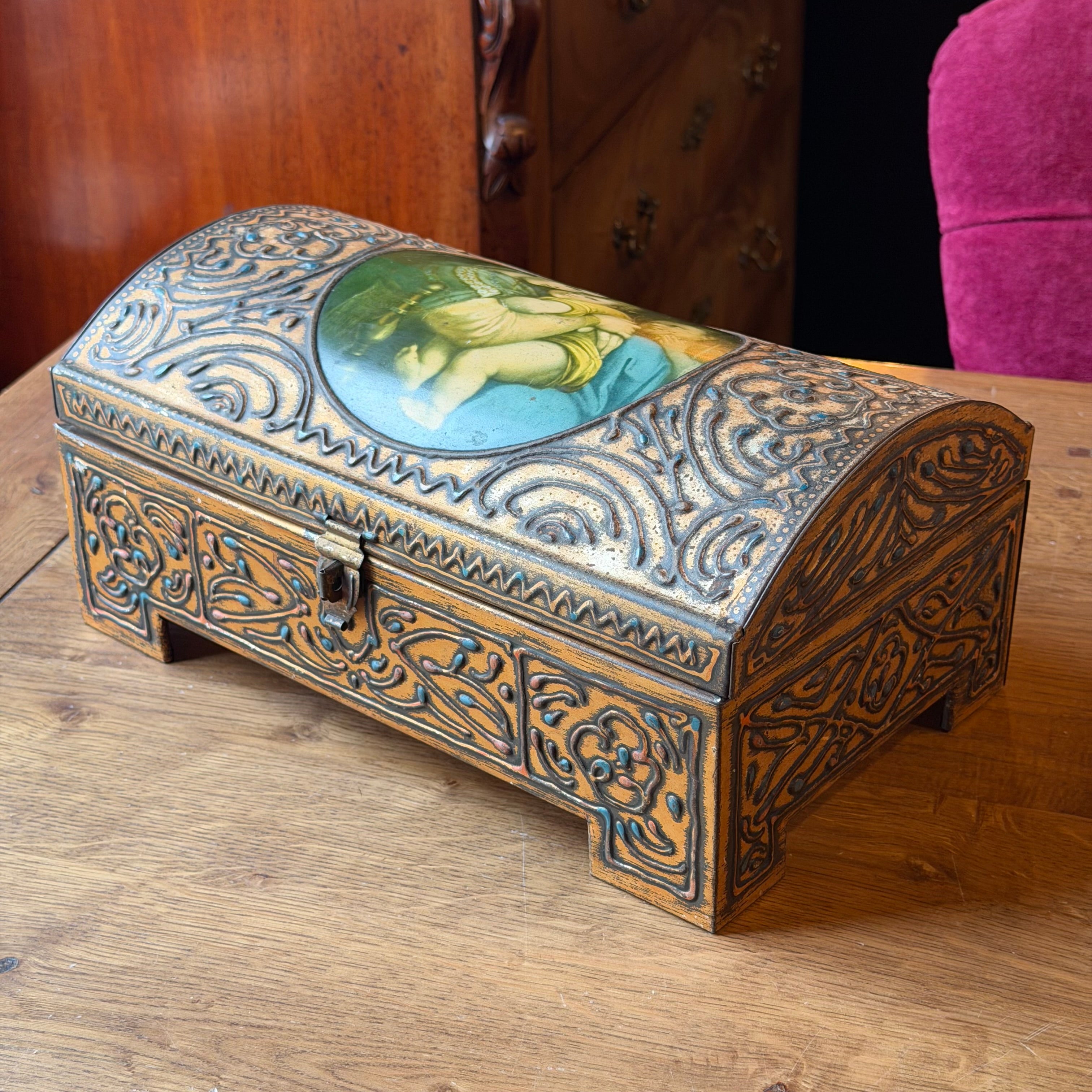 Large relief tin with religious image – Madonna and Child