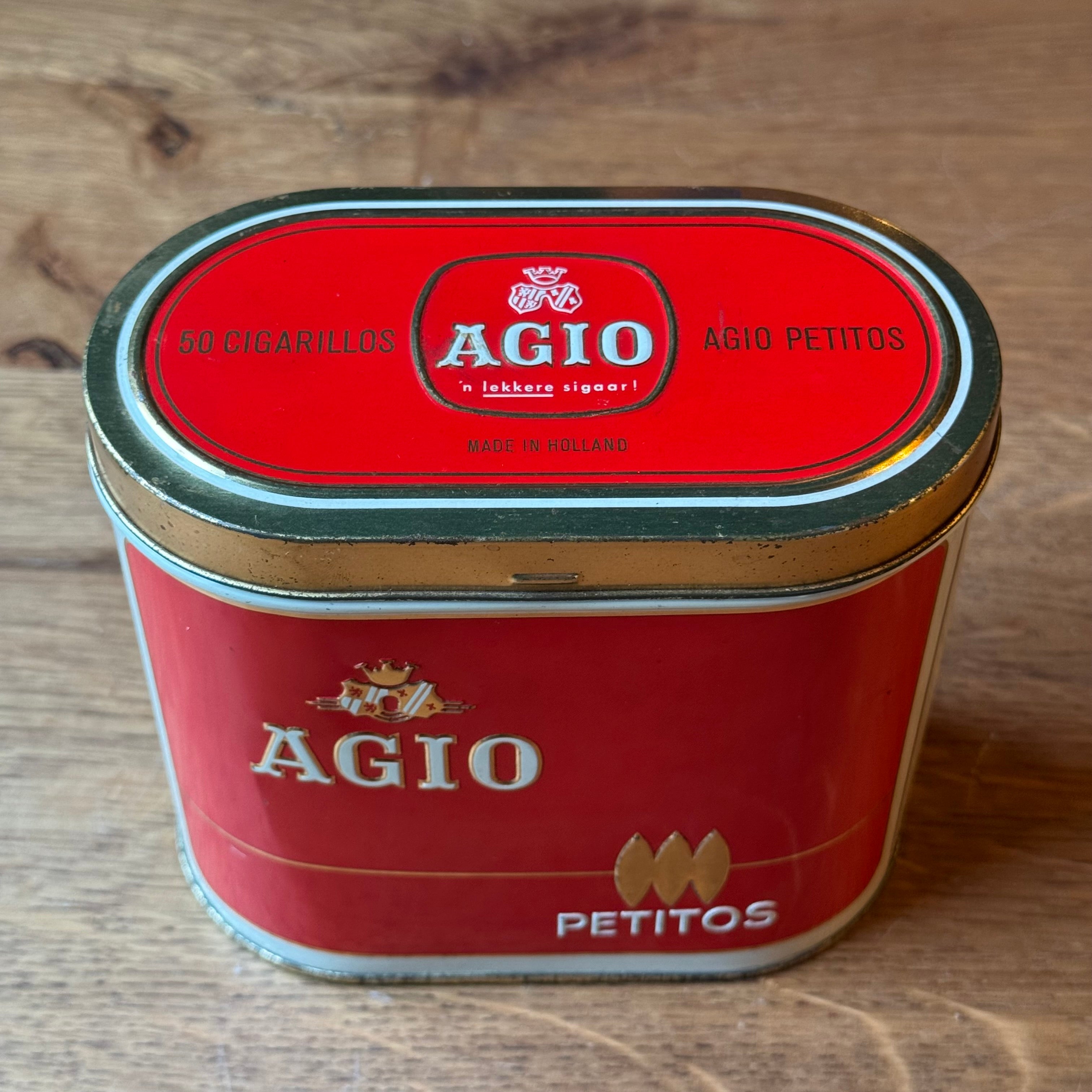 Vintage Agio Petitos Cigar Tin - Red & White - A. Wintermans (1960s)