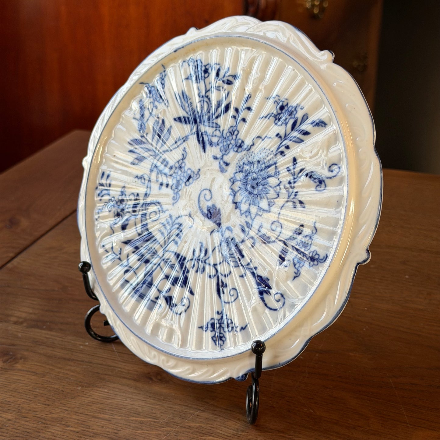 Antiek Porseleinen Bordje Louis Regout (Mosa Maastricht) – Blauw Saksisch Decor