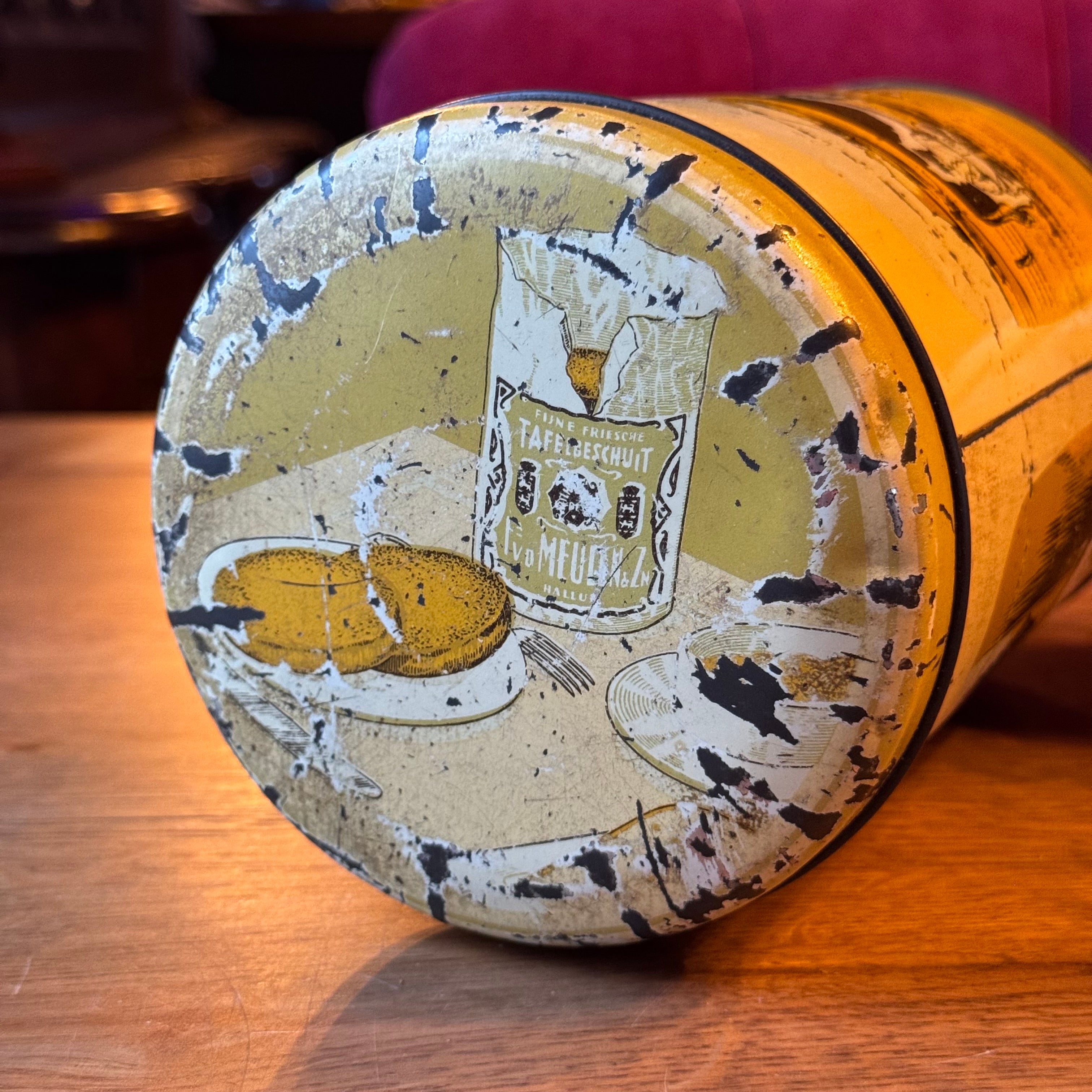 Vintage Biscuit Tin Van der Meulen - Hallum (Friesland) - Chicken & Farmer