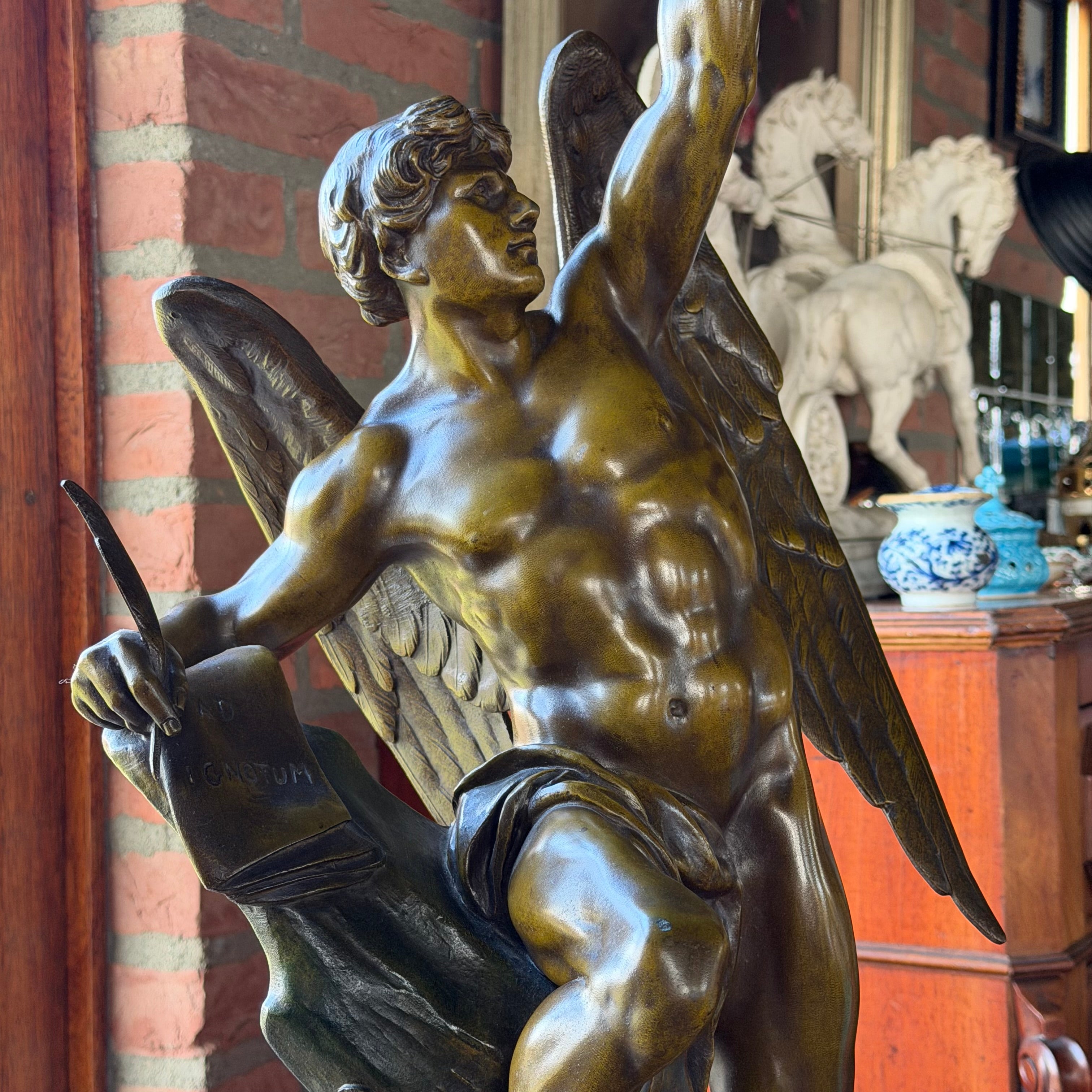 Monumentaal Frans Beeld ‘Génie Humain’ – naar Émile Picault, Parijse Gieting ca. 1900