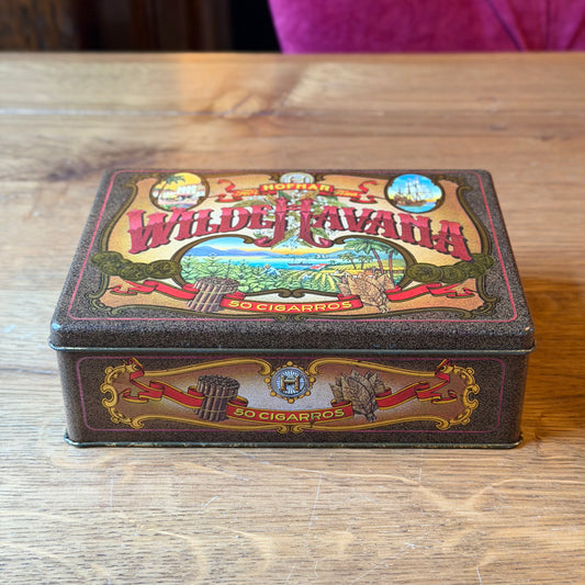 Vintage sigarenblik “Wilde Havana” – Hofnar – 50 Cigarros – lithografisch blik