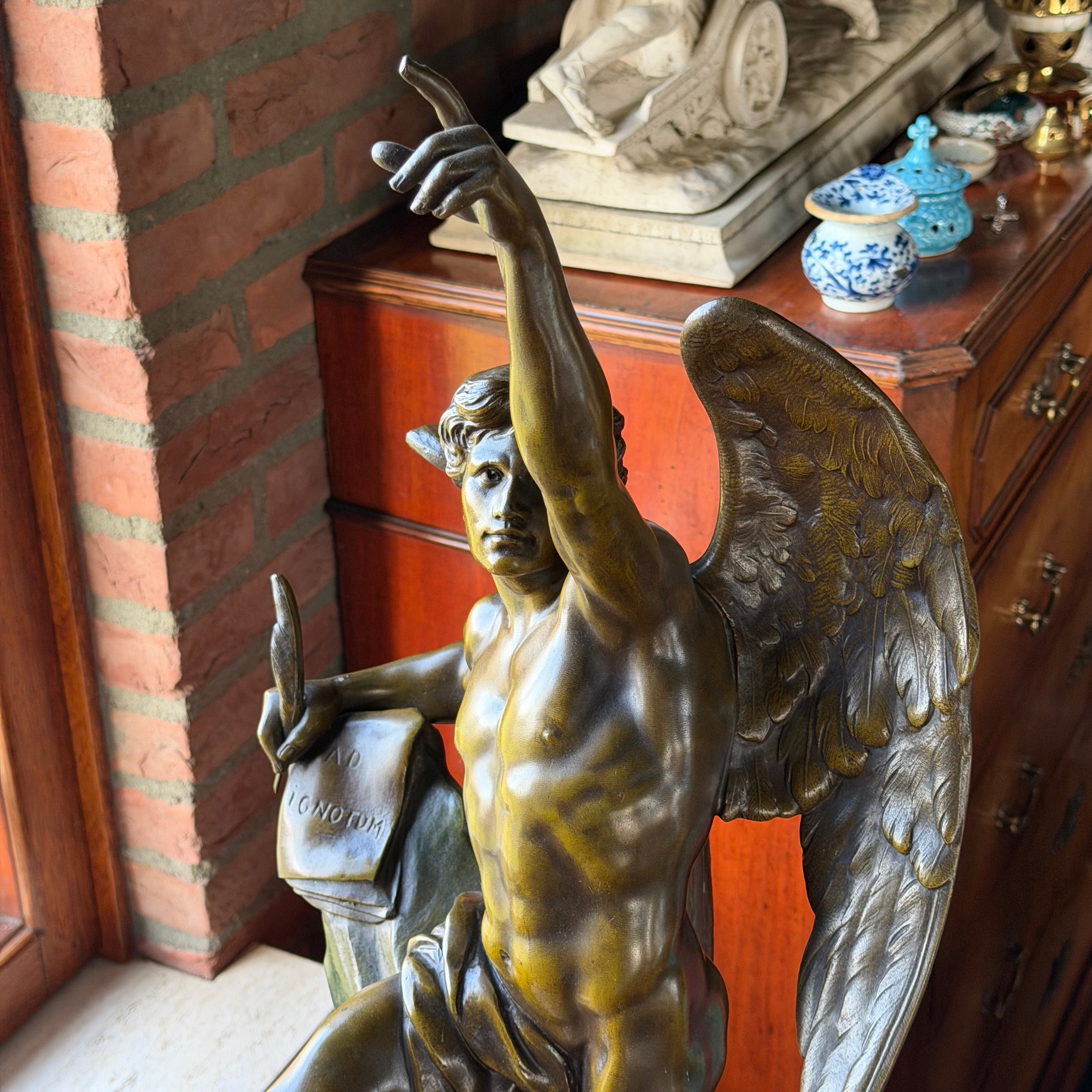 Monumentaal Frans Beeld ‘Génie Humain’ – naar Émile Picault, Parijse Gieting ca. 1900