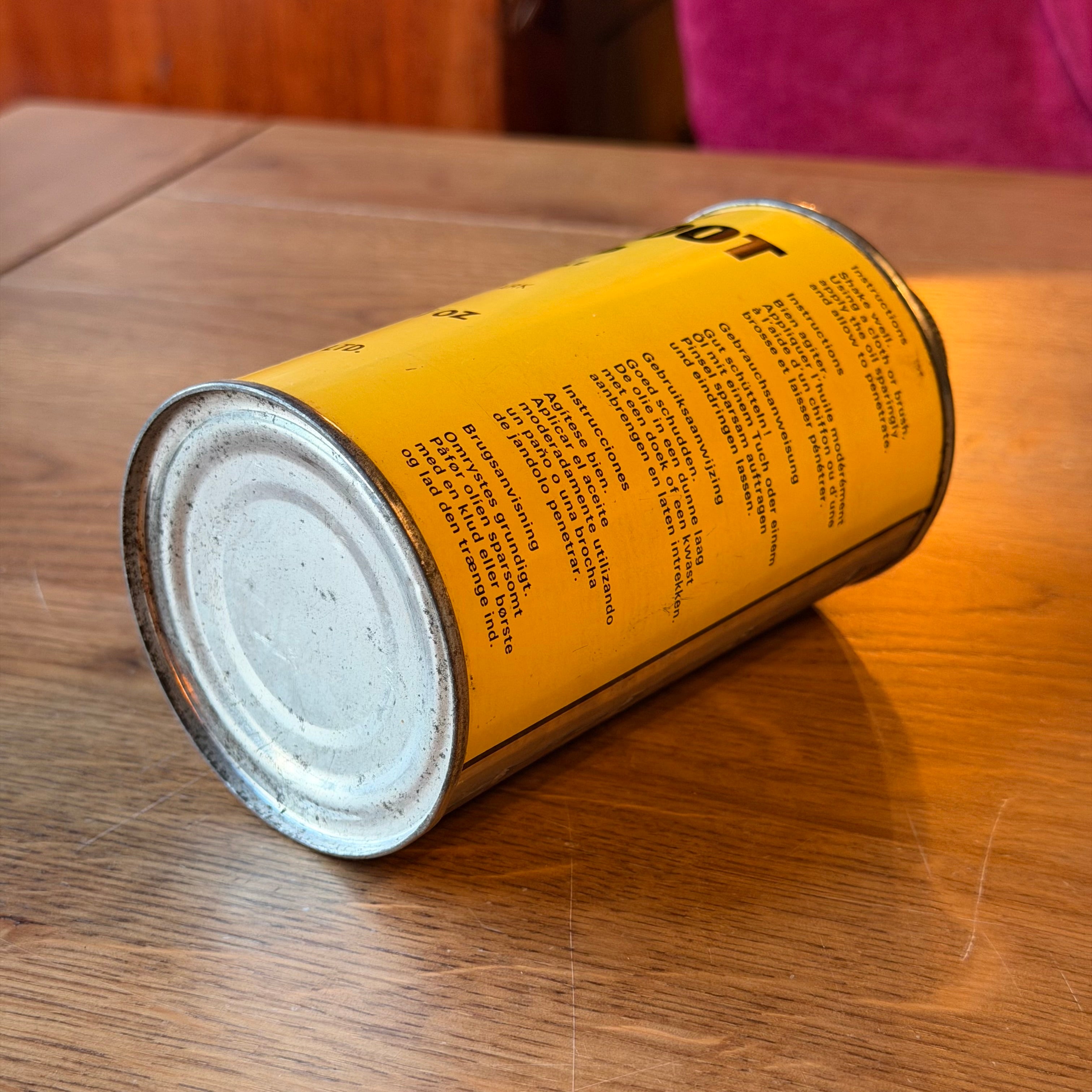 Vintage Neatsfoot Oil Tin – Vanner & Prest – Industrial Yellow Oil Container (500 ml)