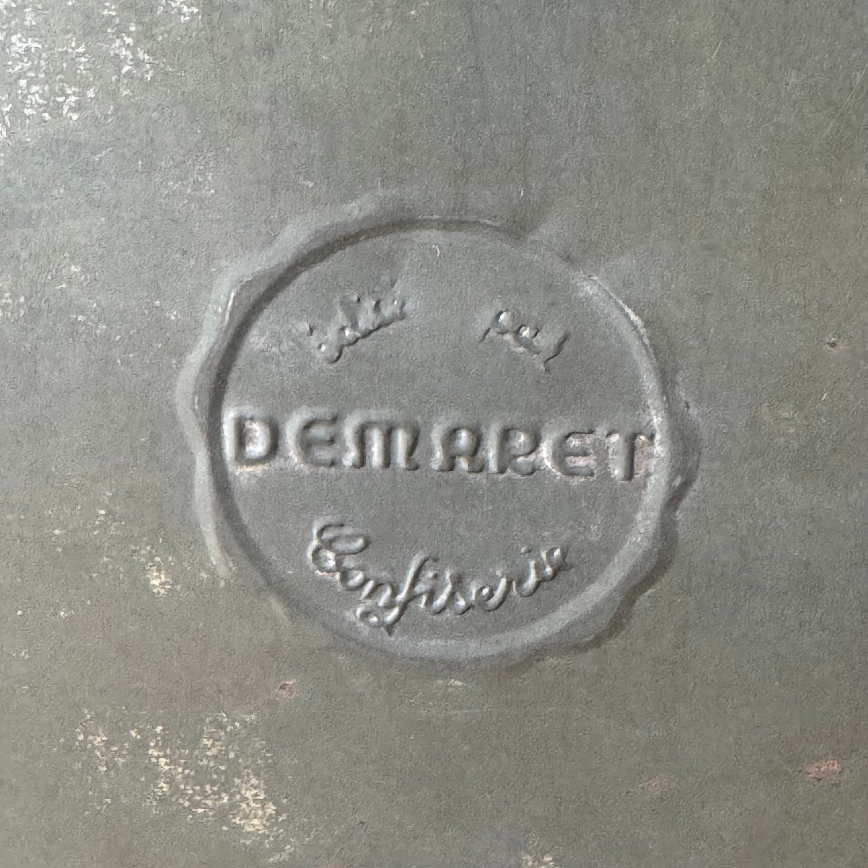 Large red Goya tin with 18th century dance scene, Demaret Confiserie