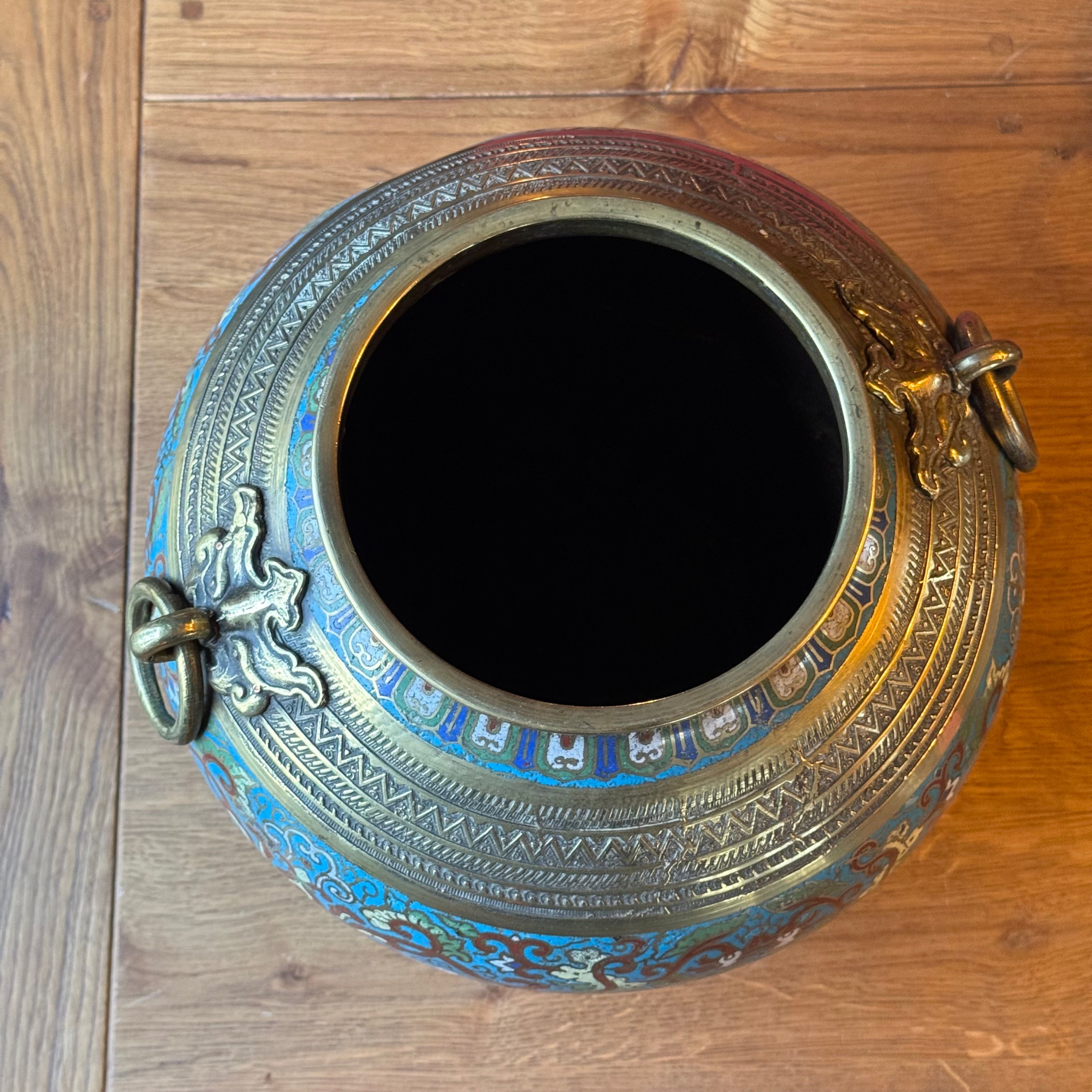 Topf aus massivem Cloisonné-Messing – 30 cm