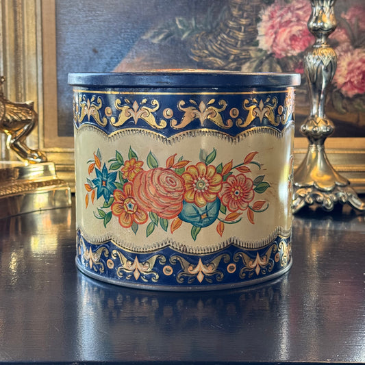 Blik met bloemen decor