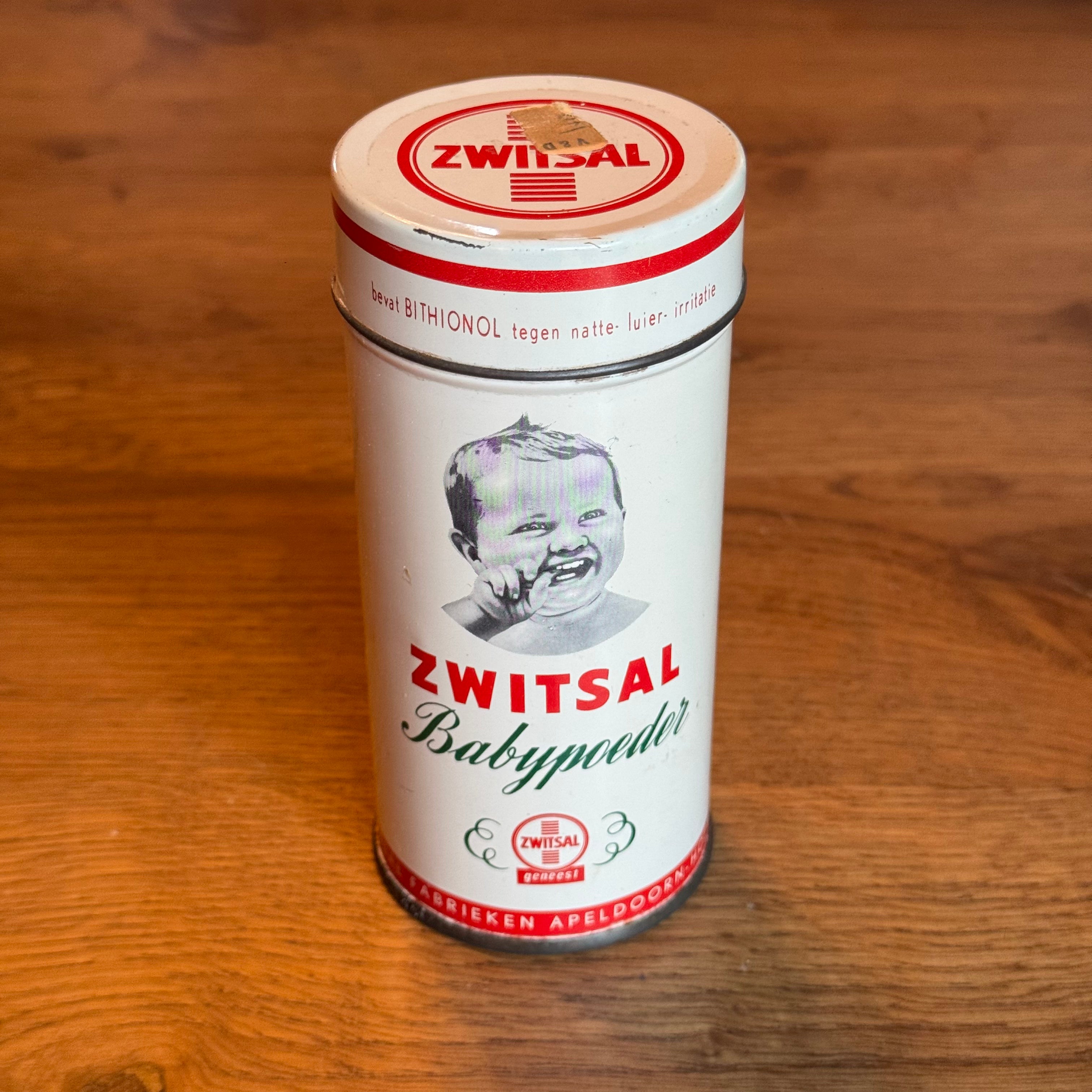 Zwitsal baby powder – vintage tin – Apeldoorn – ca. 1950–1960