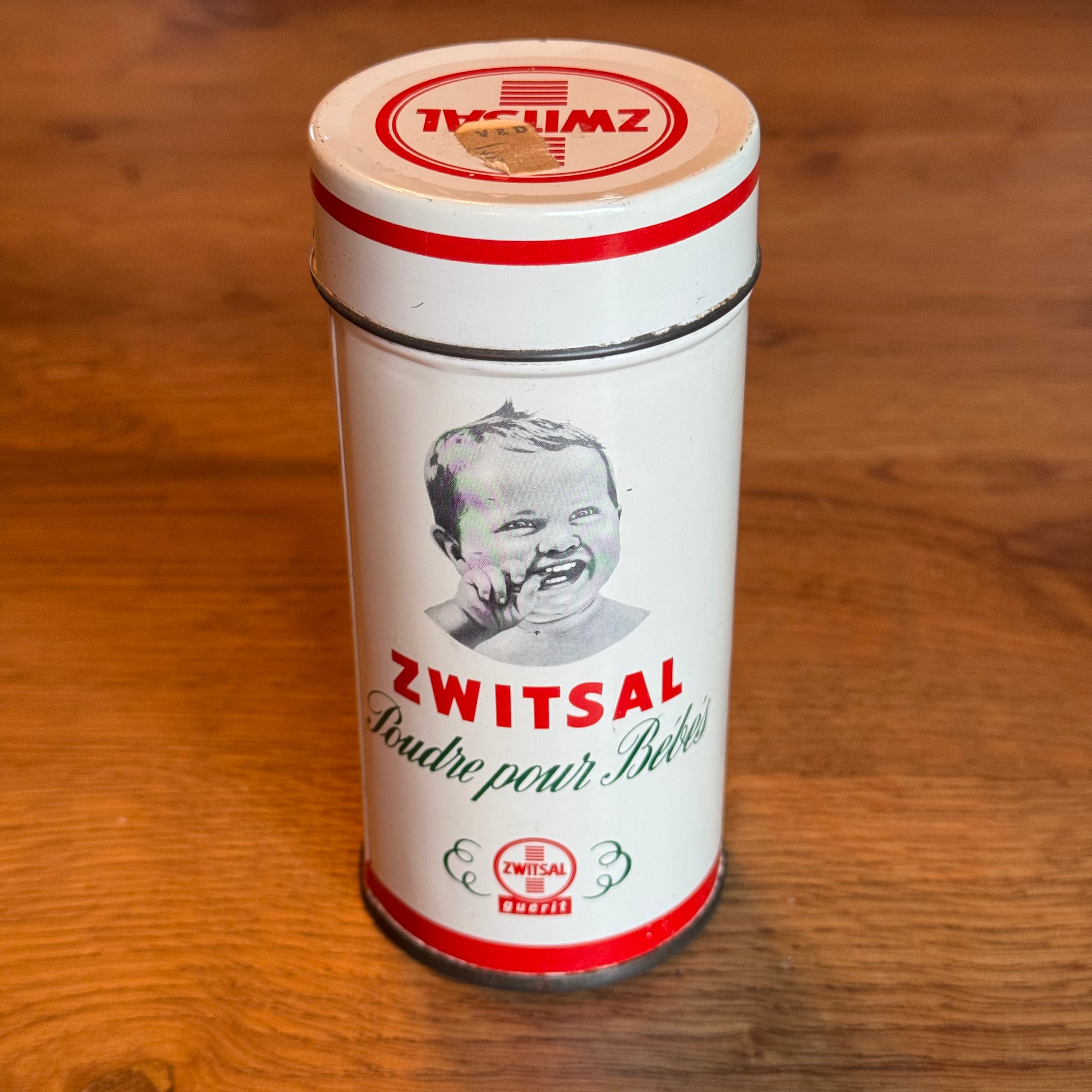Zwitsal babypoeder – vintage blik – Apeldoorn – ca. 1950–1960