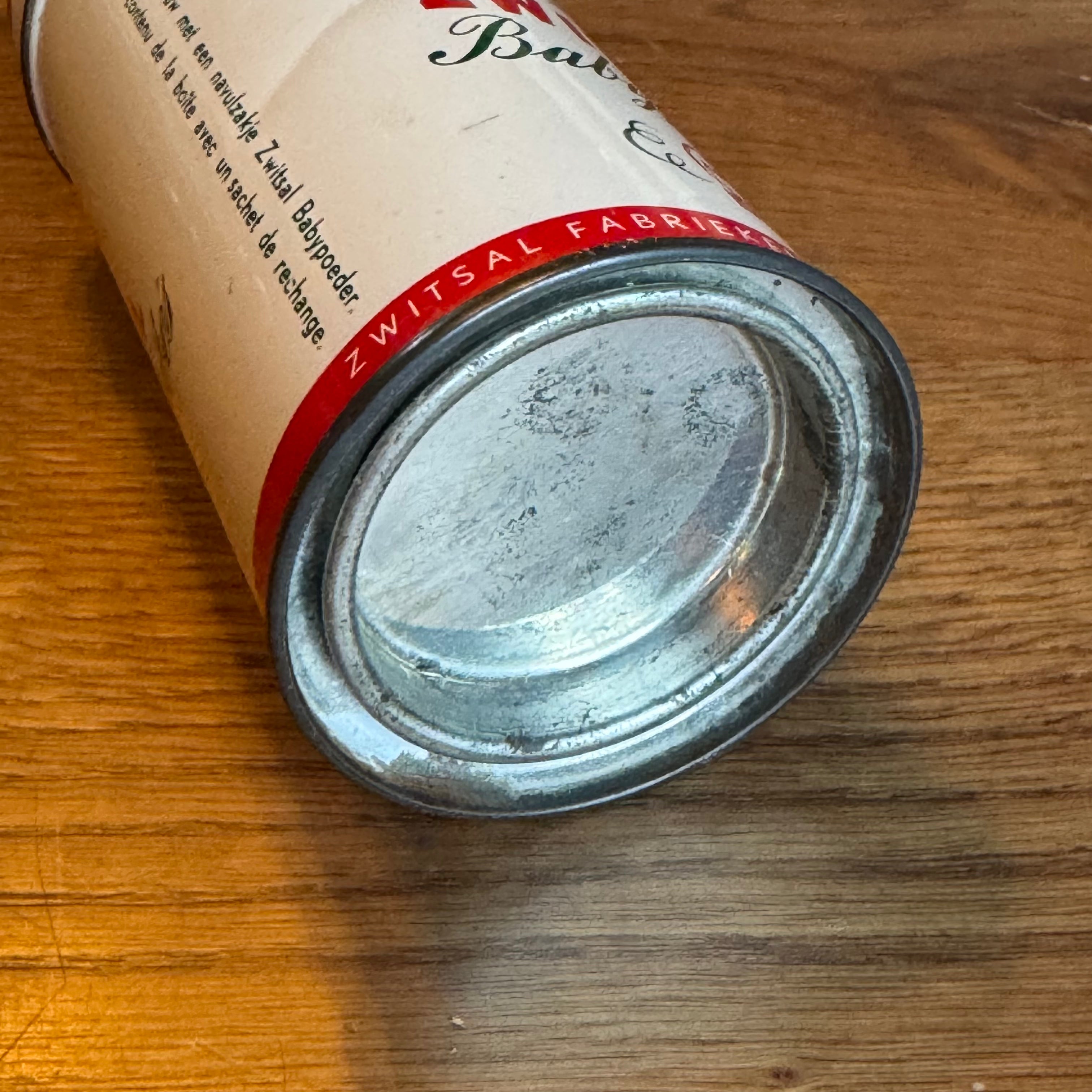 Zwitsal babypoeder – vintage blik – Apeldoorn – ca. 1950–1960