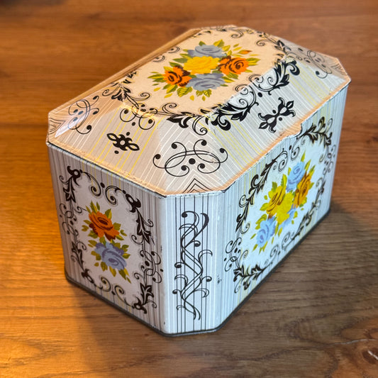 Vintage Tin with Flower Decor
