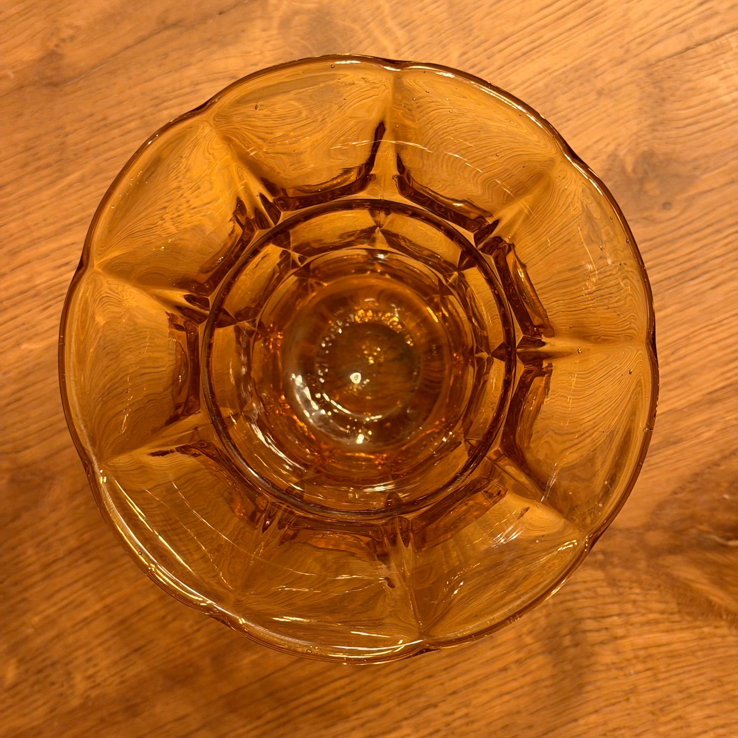 Amber glass vase with facets – heavy vintage version