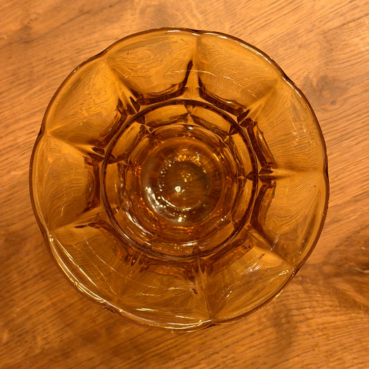 Amber glass vase with facets – heavy vintage version