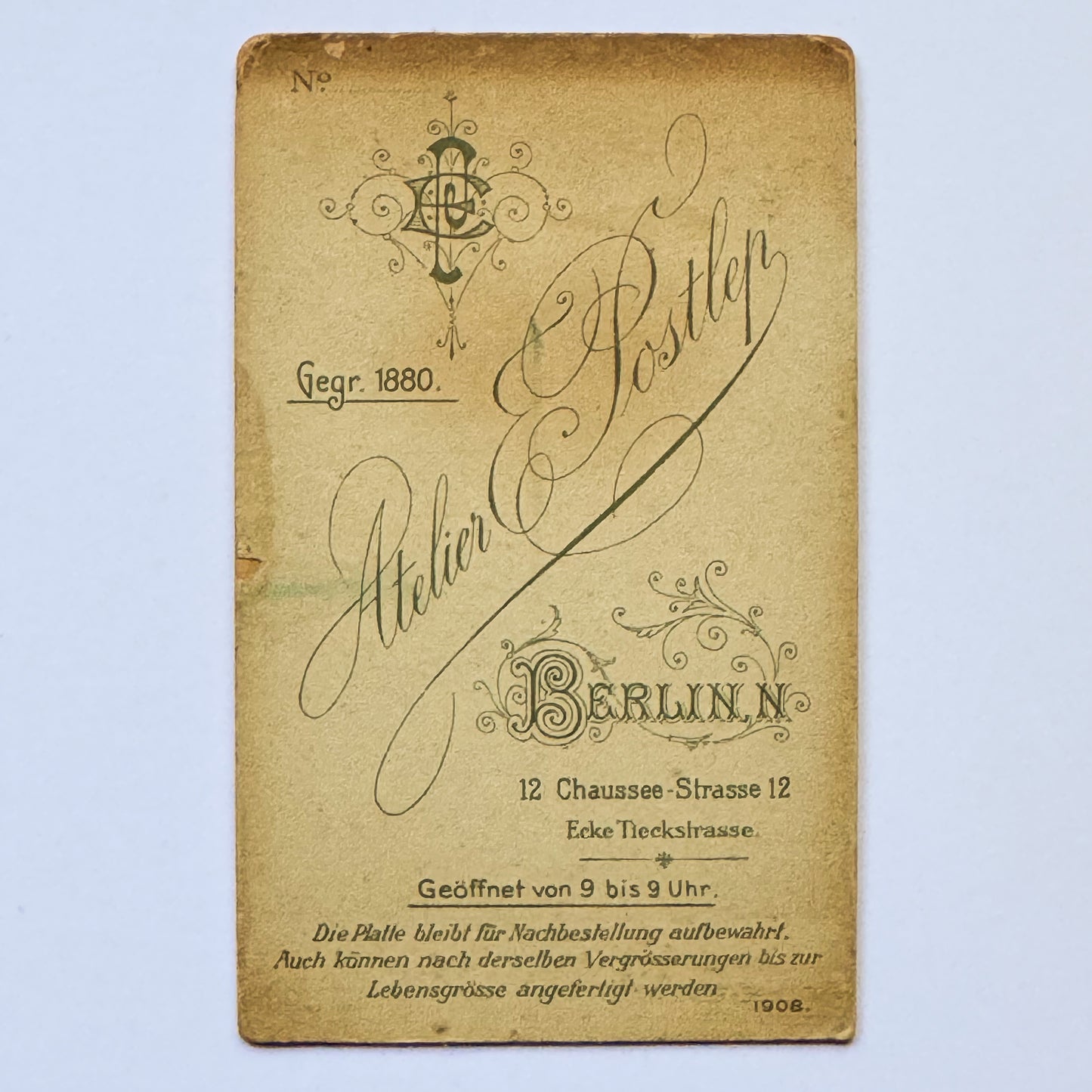 Porträt eines deutschen Offiziers - Atelier E. Postlep, Berlin (ca. 1905)